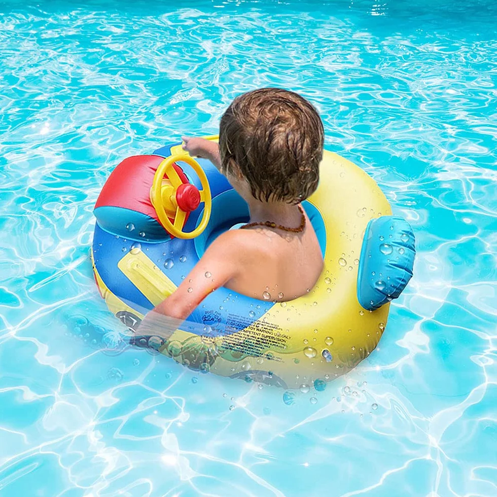 Kinder Aufblasbarer Schwimmring Pool Float Sitz Boot Nettes Auto Baby Floatie Sicherer Sitz Schwimmen Float mit Lenkrad See Float Floß Luftbett Schwimmmatratze für Mädchen Jungen 1-5 Jahre, 70x80cm