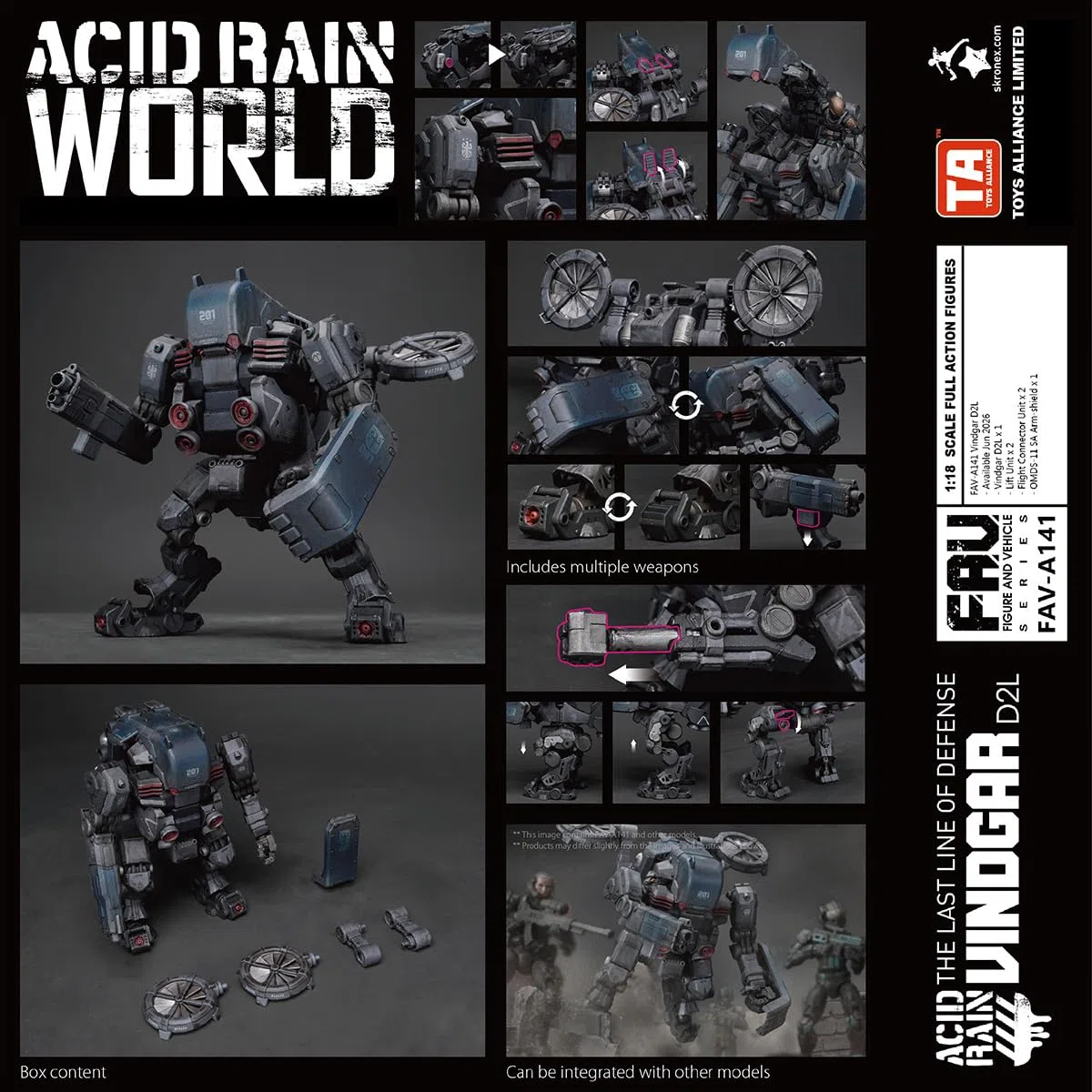 HiPlay Toys Alliance Acid Rain World FAV-A141 Vindgar D2L Maßstab 1/18 Sammel-Actionfiguren-Set Omanga Empire Hell Division