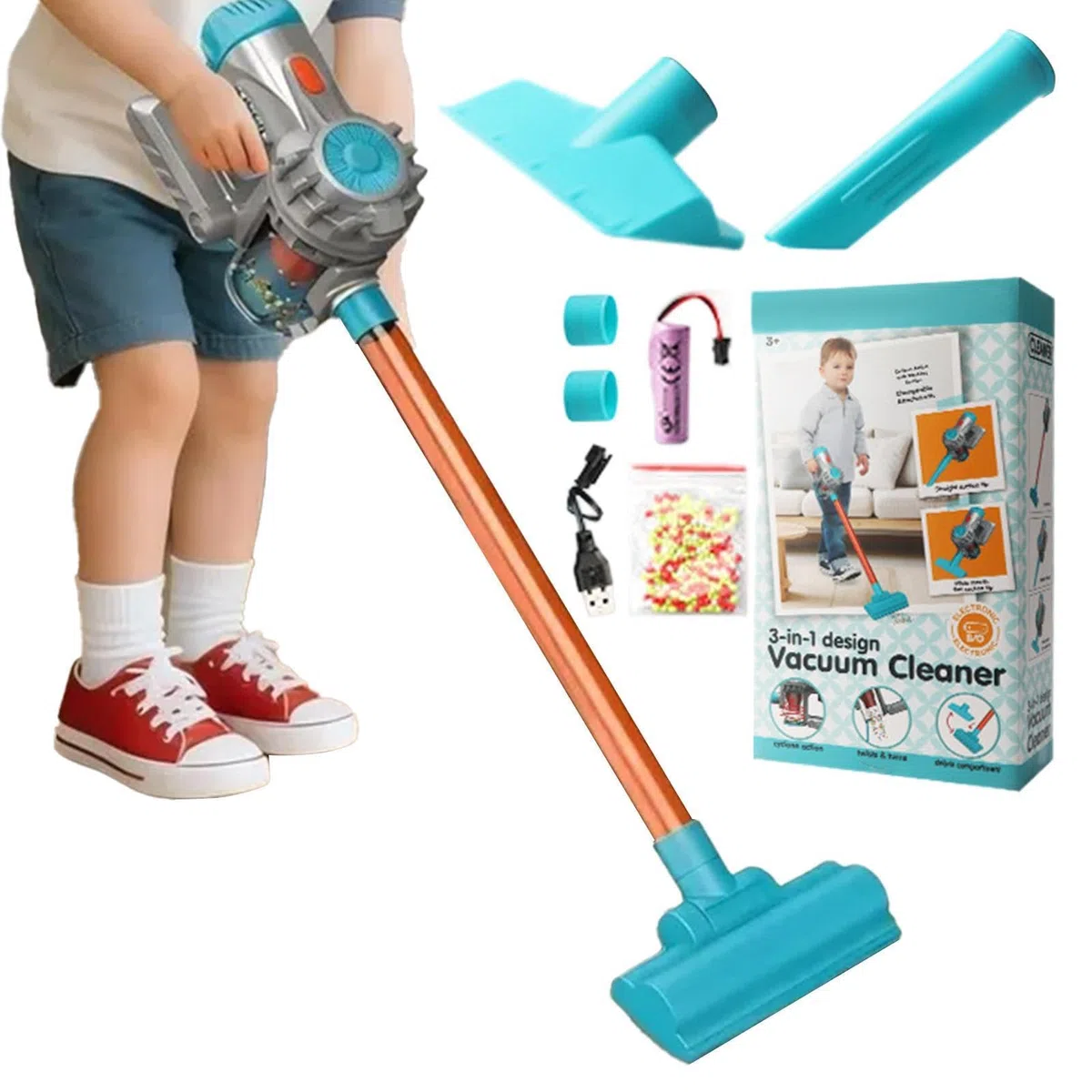 Kinder Staubsauger Mit Saugfähigkeit, Spielzeug Staubsauger, Pädagogisches Spielset Zur Nachahmung Der Reinigung, Für Und Mädchen Haushaltspiel Im