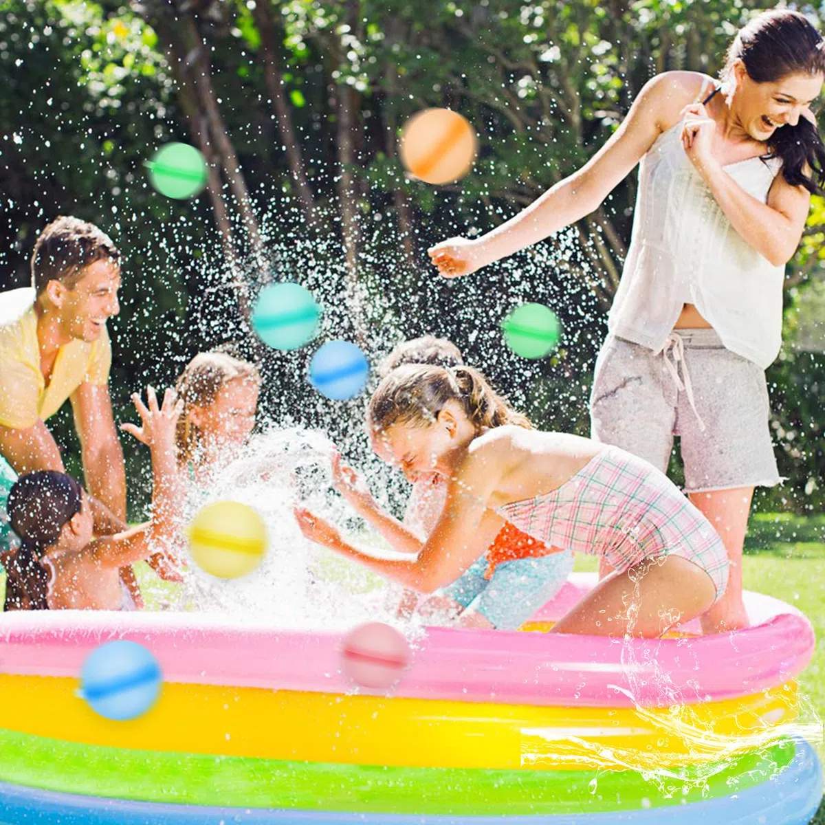 Wiederverwendbare Wasserbomben 36 Stück, Silikon Wasserballons 5 cm mit Clipverschluss in 6 Farben, Mehrweg Wasserbälle für Kinder, Pool Spielzeug für Strand, Garten, Wasserschlacht und Sommerparty