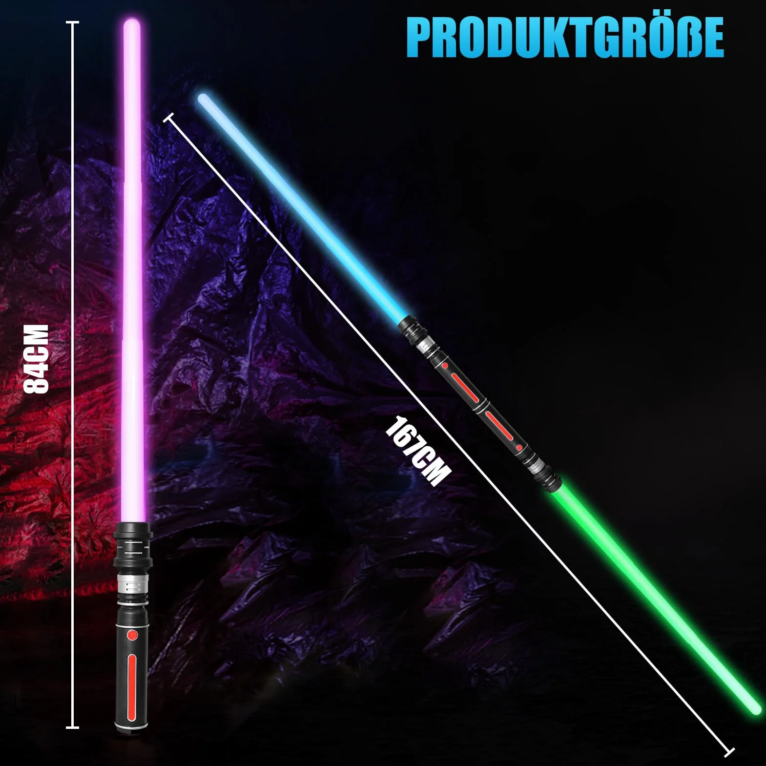 SOARFLY Lichtschwert 12 Farben, 2 Stück Laserschwert für Kinder Erwachsene, FX Lichtschwert Simulierter Filmkampf-Soundfonts für Party, Geschenk, Cosplay