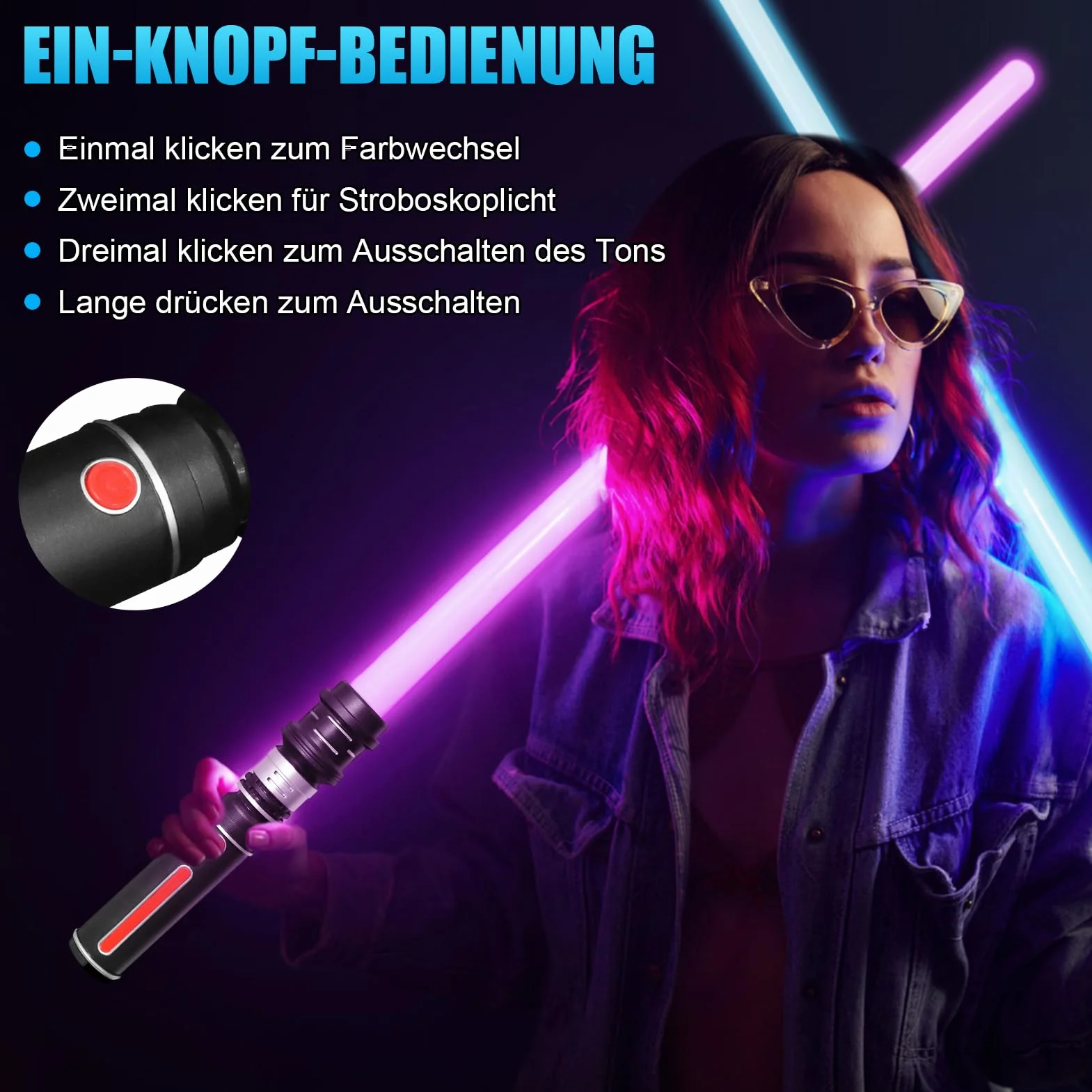 SOARFLY Lichtschwert 12 Farben, 2 Stück Laserschwert für Kinder Erwachsene, FX Lichtschwert Simulierter Filmkampf-Soundfonts für Party, Geschenk, Cosplay