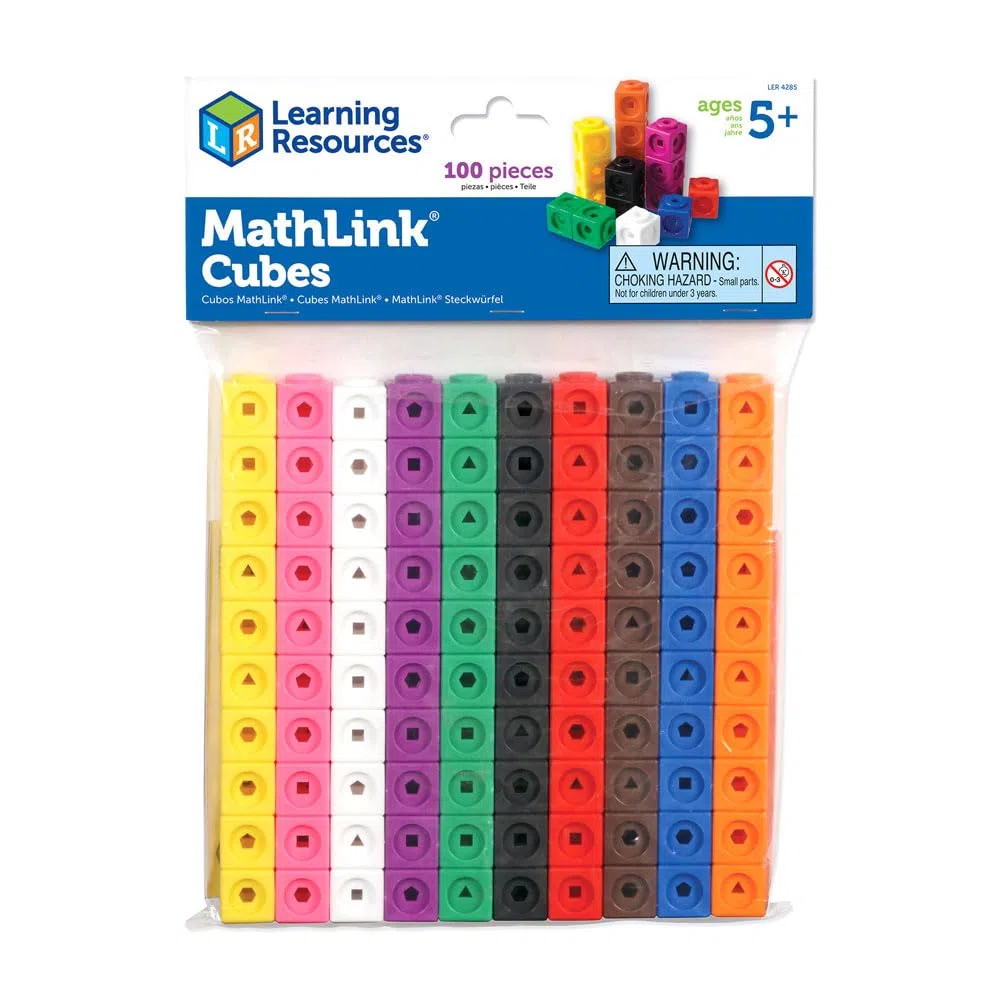 Learning Resources MathLink Steckwürfel, 100-teiliges Set, Kinder ab 5 Jahren, Mathe Würfel zum Zählen, Muster Legen und Feinmotorik trainieren, Lernspielzeug in 10 Farben