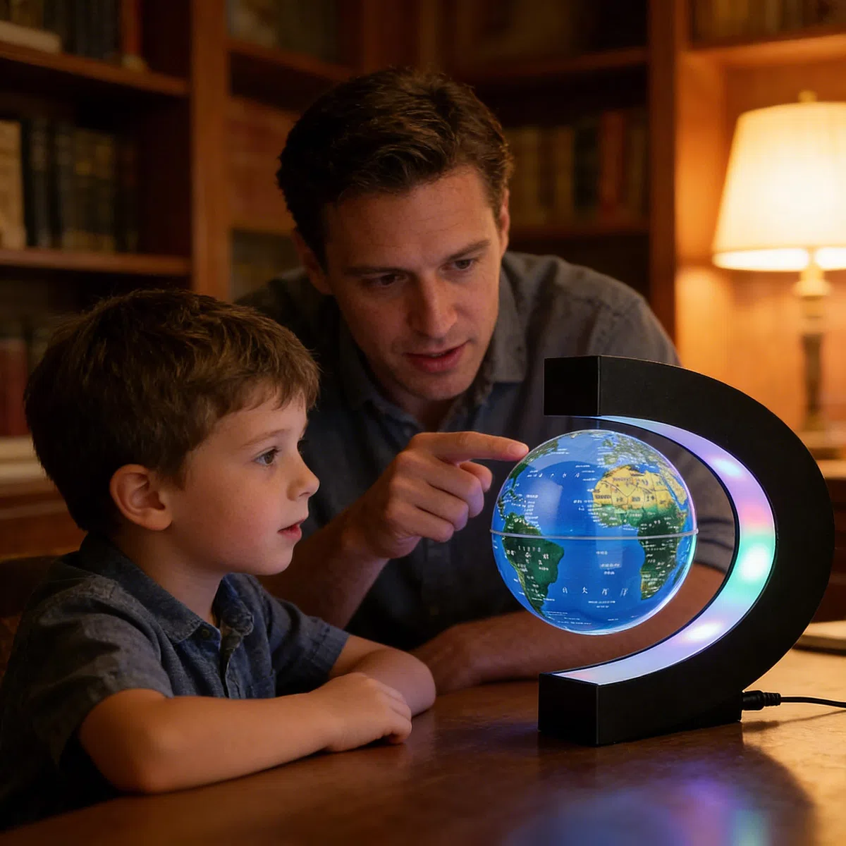 C-Form Magnetisch Schwebender Globus mit LED-Licht, Magnetische Schweben Floaten Weltkarte Globus, Rotierende Erde Globus Kugel, Automatischer Schwimmender Globus-1