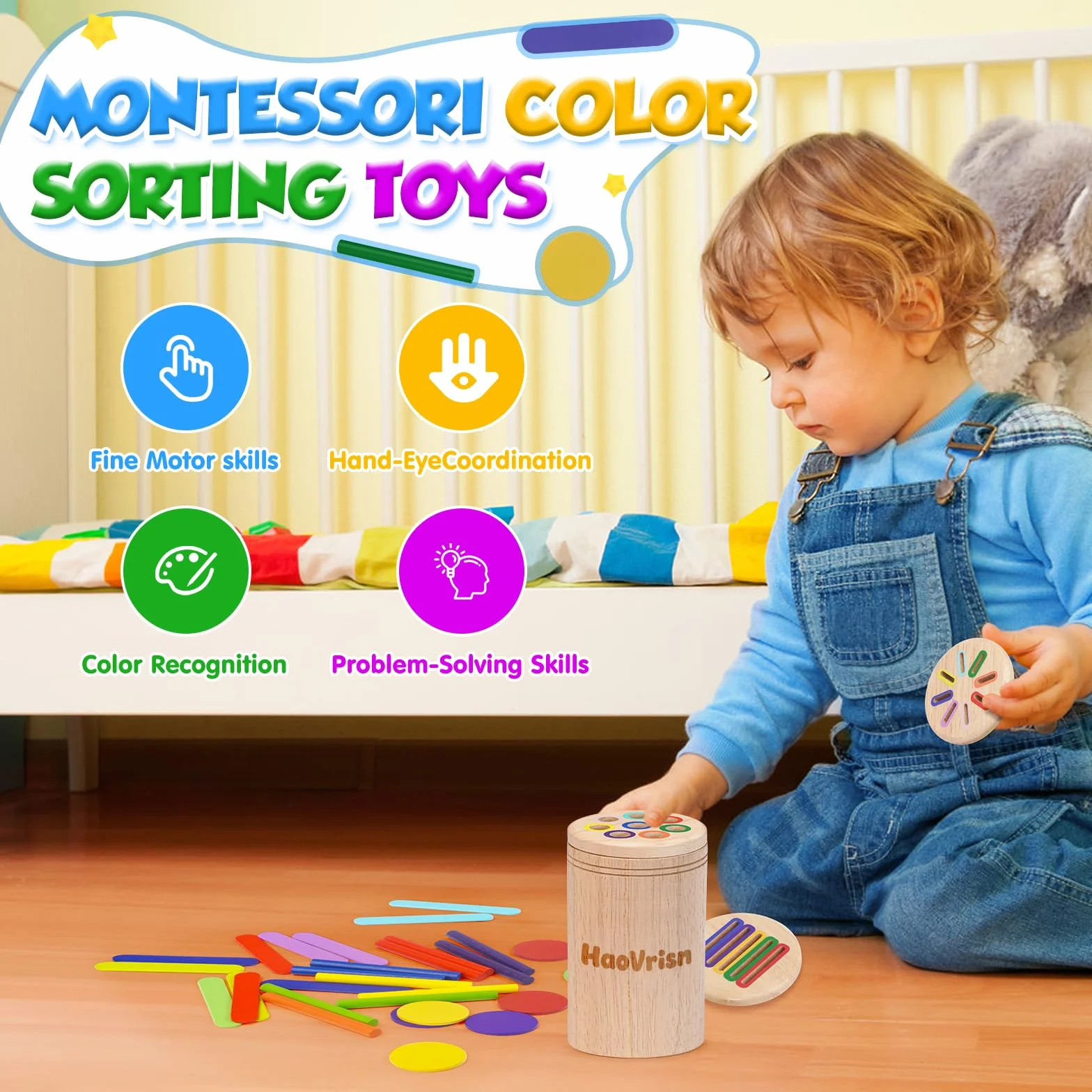 HaoVrisn Montessori Spielzeug ab 1 Jahr, 3-in-1 Montessori Spielzeug ab 2 1 3 Jahre, Spielzeug Holz Montessori 1 2 3 Jahre, Baby Motorikspielzeug ab 1 2 Jahr Kleinkind Spielzeug Sensorik Spielzeug