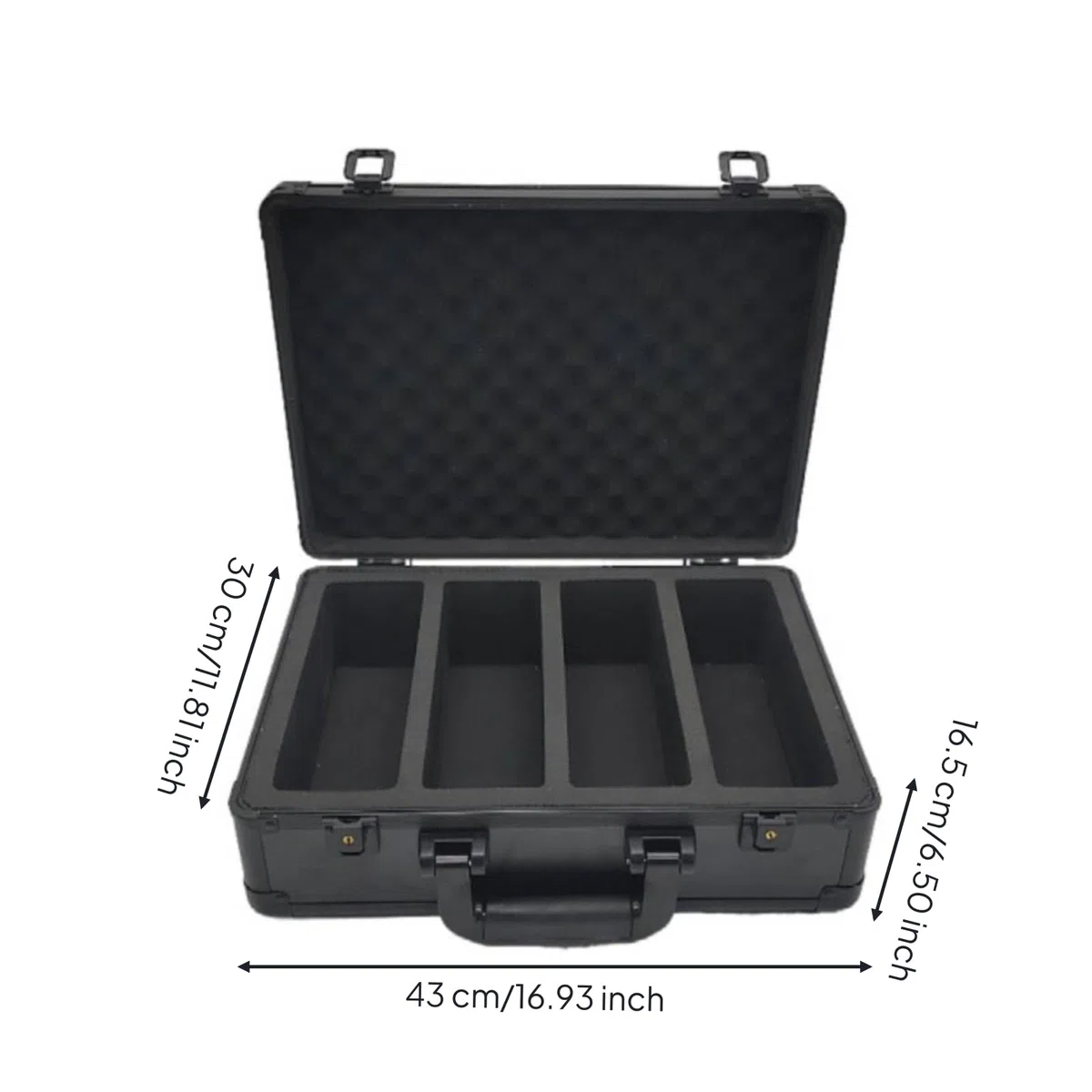 Harilla Stabil Koffer mit Tragegriff Sicher, Sammelkartenkoffer, stoßfest, Kartenbox mit Tragegriff, für Turniere, 430x300x165mm, 4 Schlitze