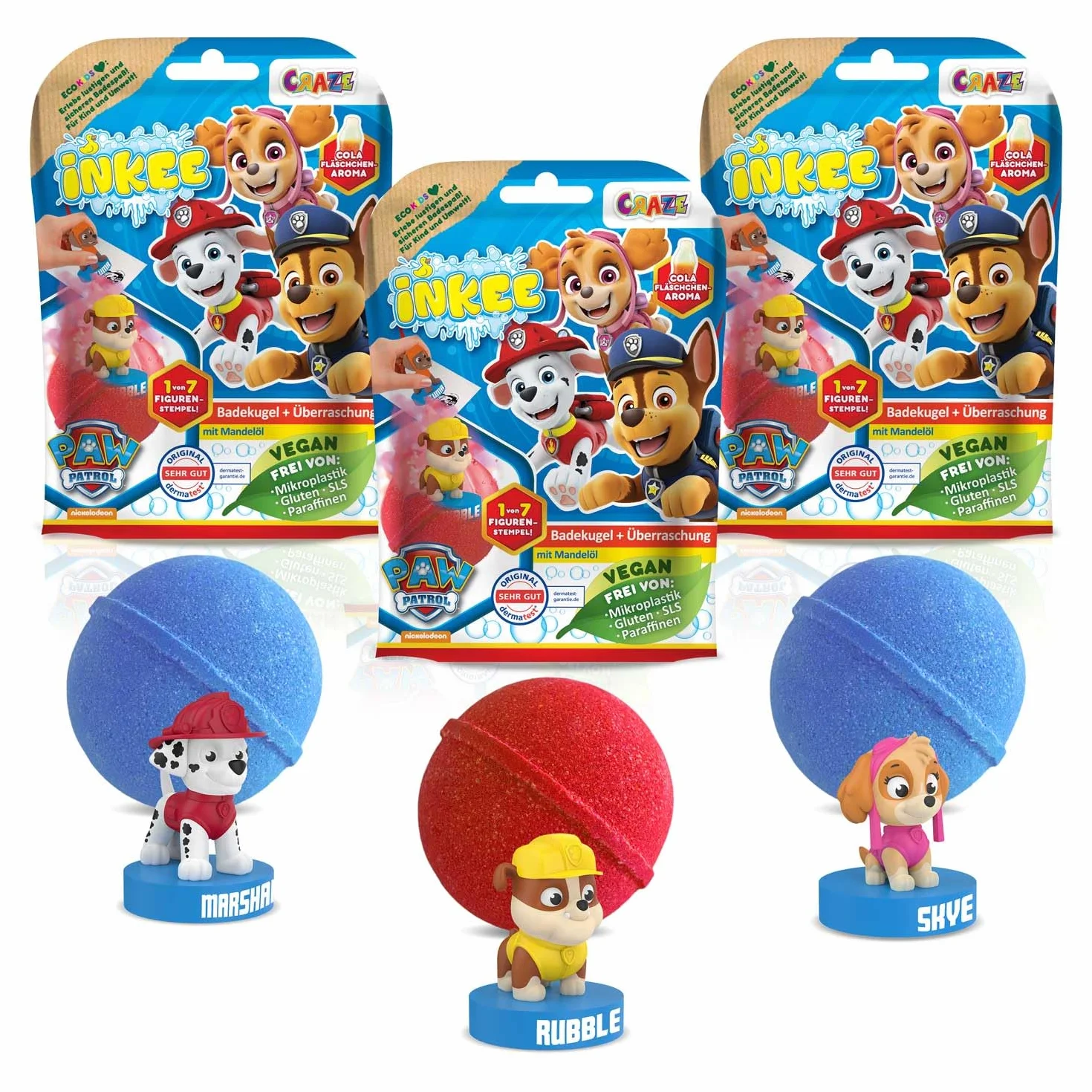 INKEE - Surprise Paw Patrol Badebomben Kinder mit Überraschung Überraschungs-Badekugel mit Stempel 3er-Multipack - Badezusatz Kinder