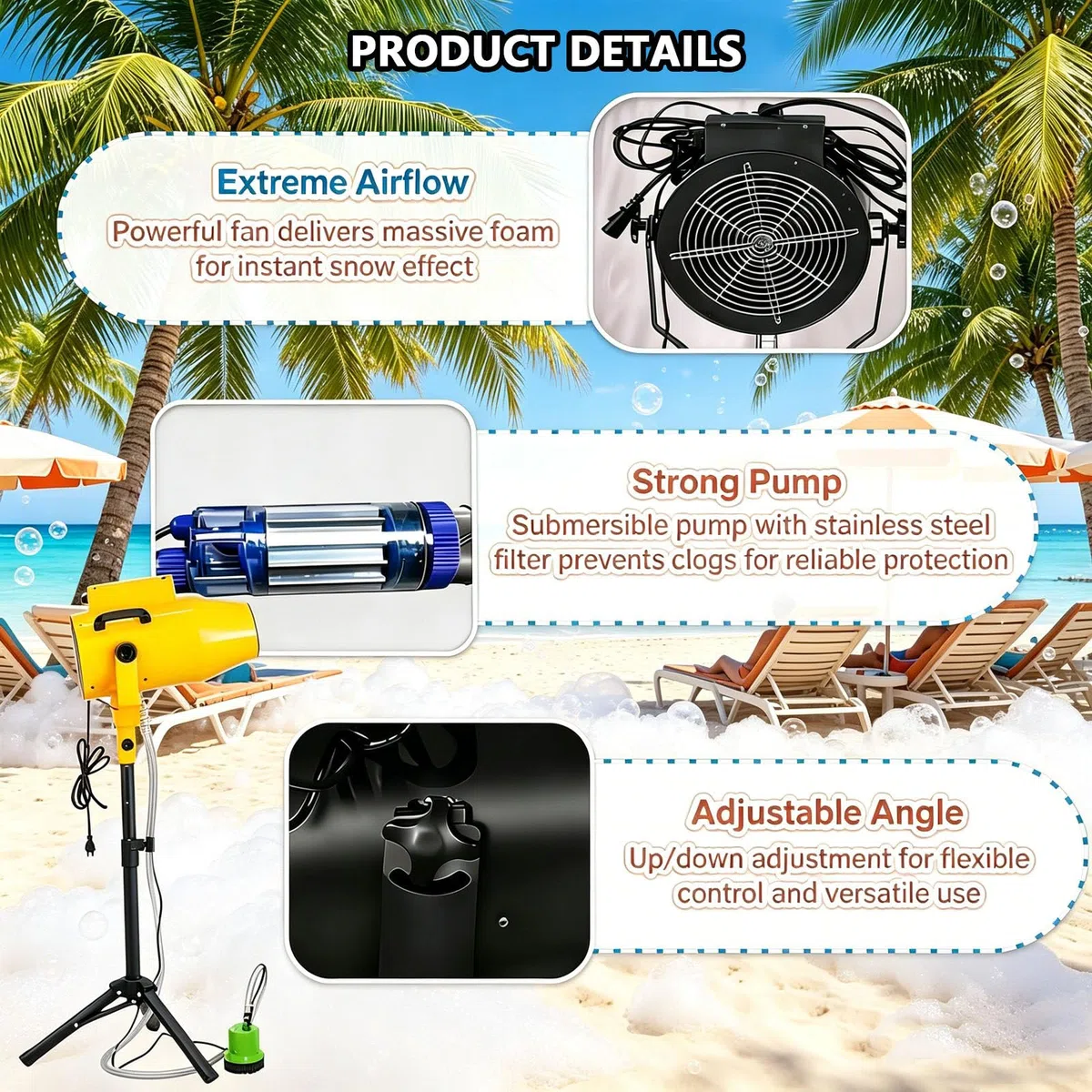 Schaumkanone, 60 Min dauerhafter dichter Schaum, ideal für Garten, Pool & Geburtstage, schafft unvergesslichen Familienspaß & Gelächter, Party Feeling zuhause!
