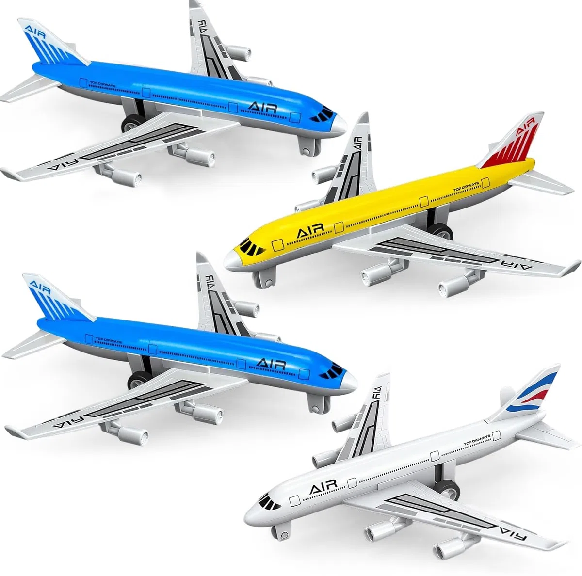 Flugzeug Spielzeug 4 Pcs, Metall Pull Back Flugzeug Spielzeug für 3 4 5 6 Jahre Jungen Mädchen, Diecast Flugzeuge Modelle, Geschenke für 6 jahrlge Jungen Kinder