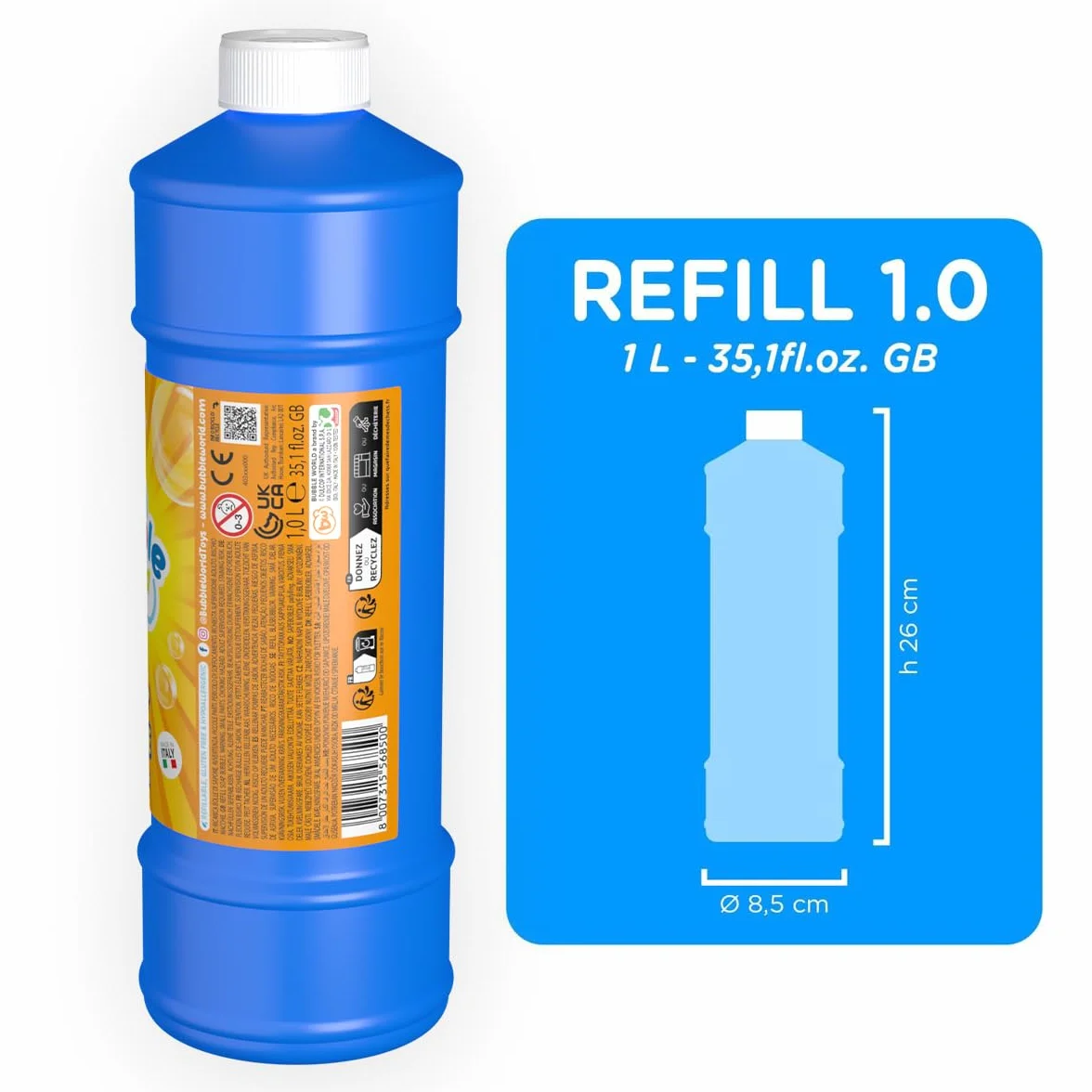 Bubble World Dulcop 103.568500 - Nachfuellflasche für Riesenseifenblasen, Flüssigkeit (Packung mit 2)