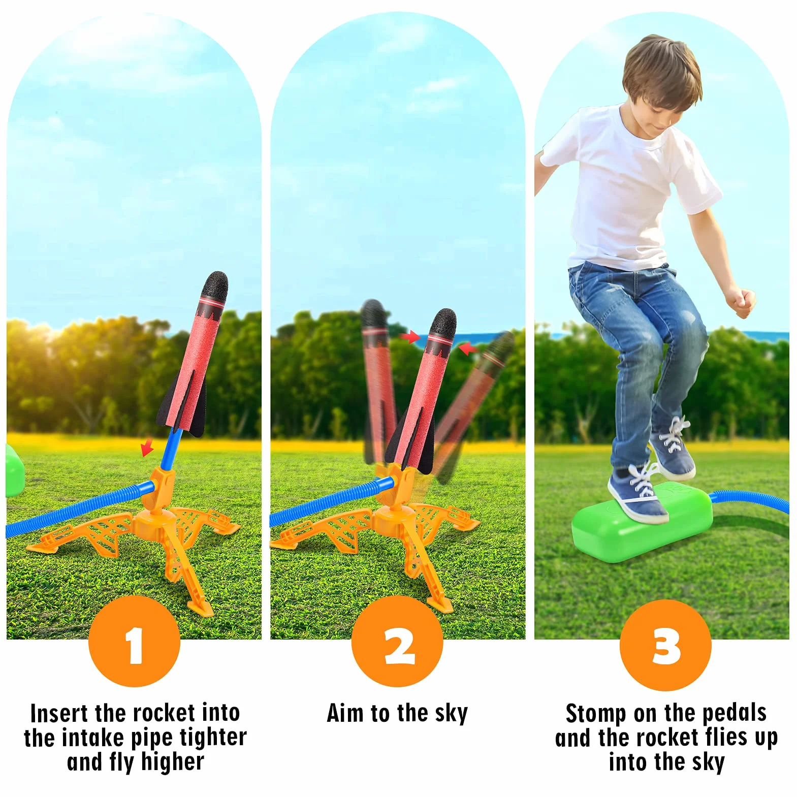 Outdoor Spielzeug ab 3 4 5 6 7 8 Jahre Junge, Raketen Spielzeuge für Kinder Geschenke Junge Outdoor Spiele für Kinder Geschenk Mädchen 3-9 Jahre Spielzeuge für Draußen Gartenspiele Rakete Spielzeugs
