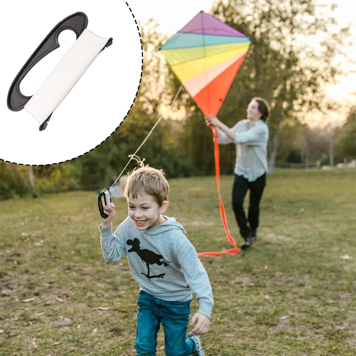 Siliget 100m Fliegende Drachenschnur Drachenschnur mit schwarzem Wickler String Griff DIY Flying Kite Ersatzteile Flying Kite Zubehör für Outdoor