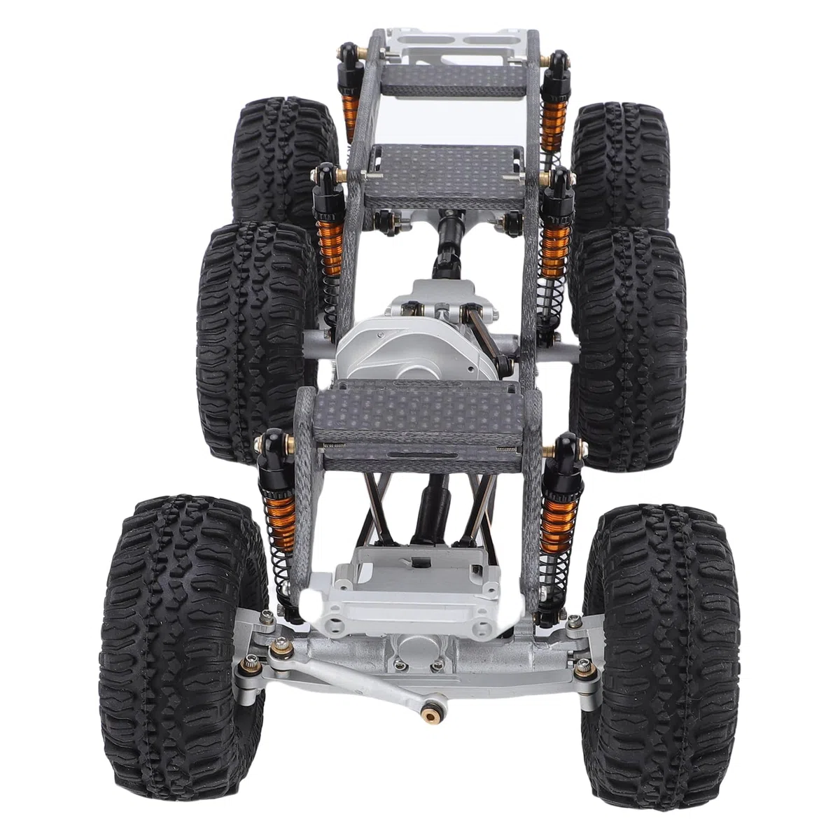 Bewinner Chassis -Rahmen für Axiale SCX24 RC -LKW, Carbon -Faser -Chassis -Rahmen -Upgrade, 6x6 RC -LKW -Körper mit Niedriger Mittelstufe für Verbesserte Stabilitätshandhabung (schwarzes Silber)
