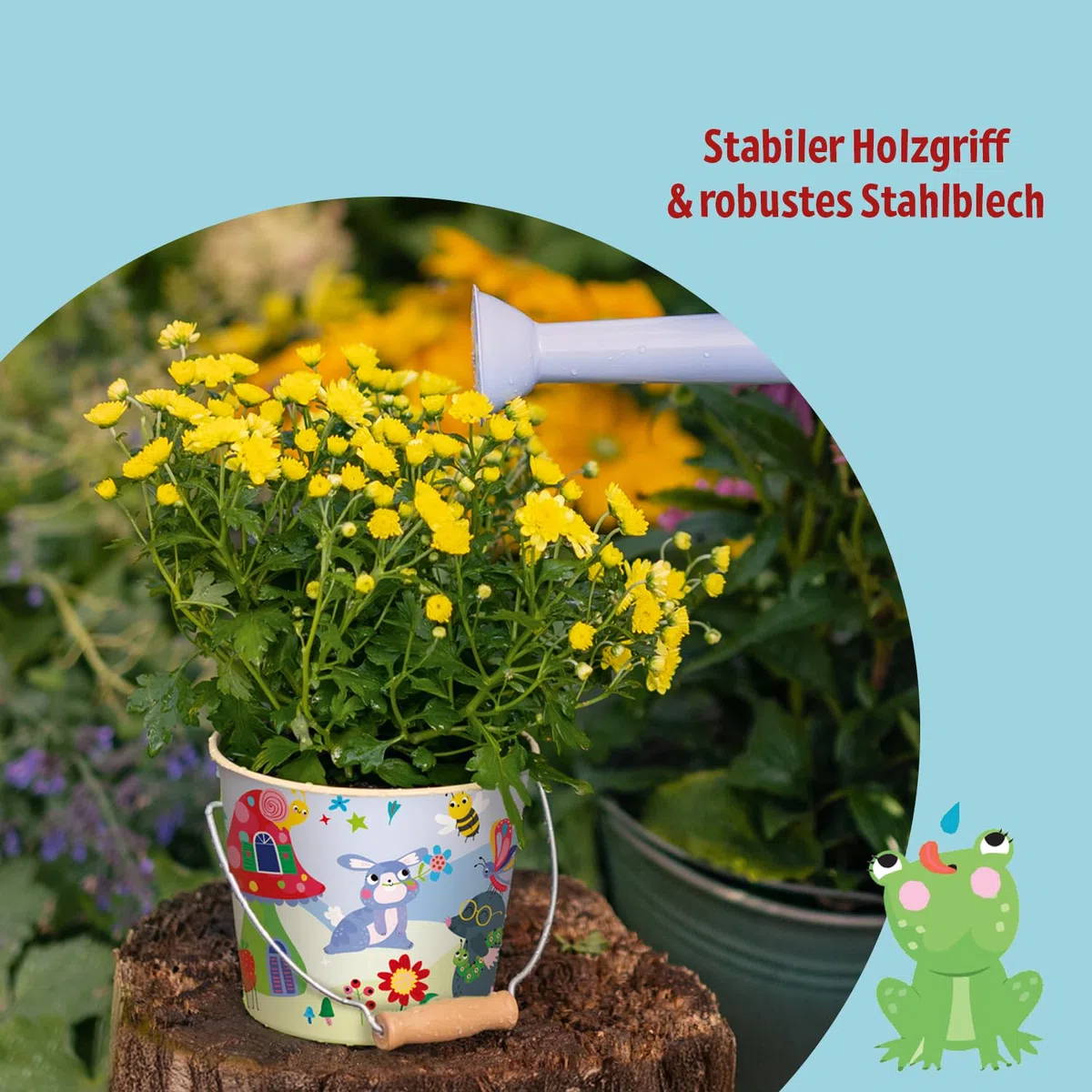 Moses. Mein Zaubergarten Eimer, Kinder-Eimer aus Metall mit Holzgriff für Garten, Sandkasten & Spielplatz, Spieleimer zum Sammeln & Buddeln, Outdoor-Spaß ab 3 Jahren