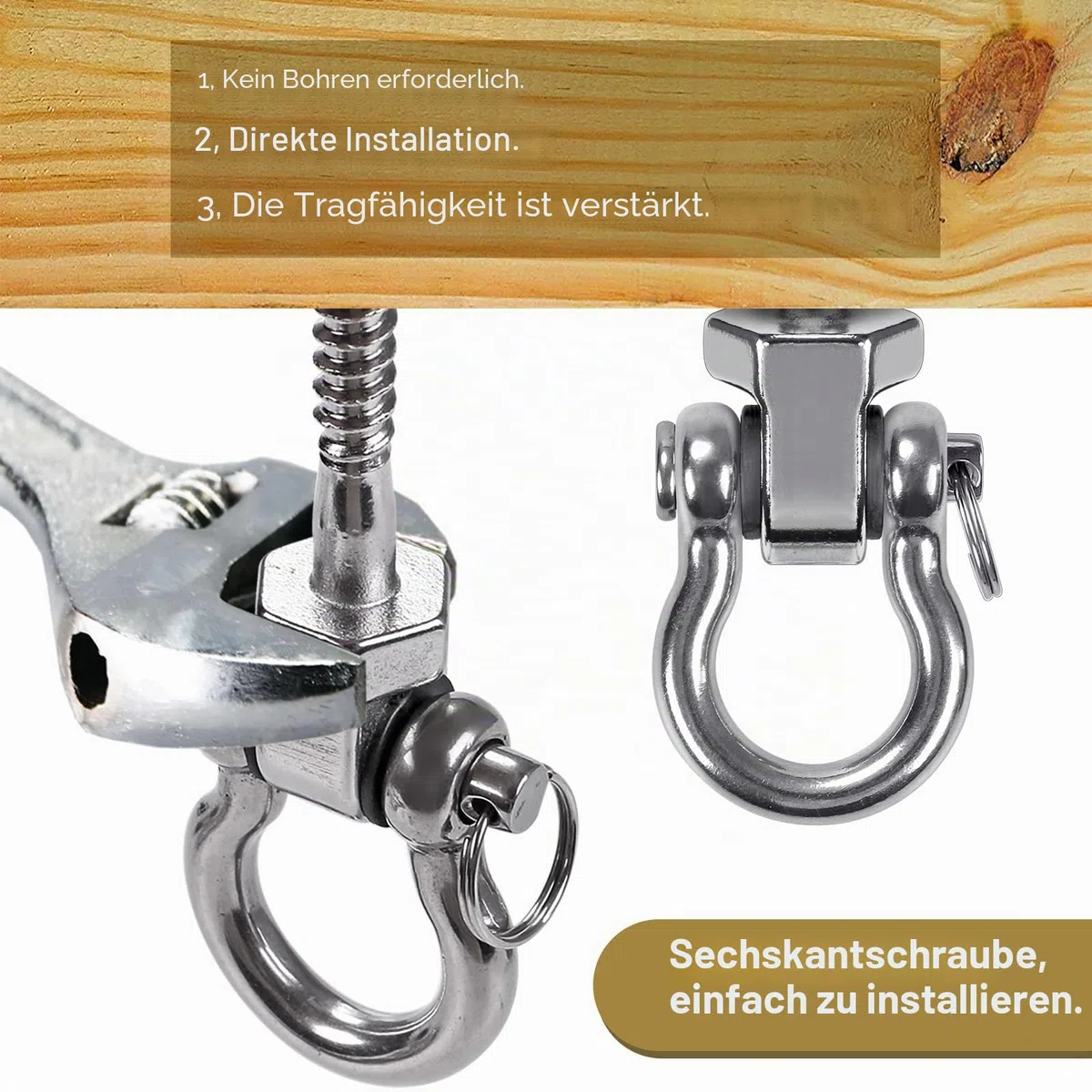SELEWARE Strapazierfähige Schaukelaufhänger mit Lagern, 2er-Pack - Edelstahl-Veranda-Schaukel-Hardware für Terrasse & Spielplatz, leise Drehhaken - strapazierfähige Schaukel-Hardware für drinnen