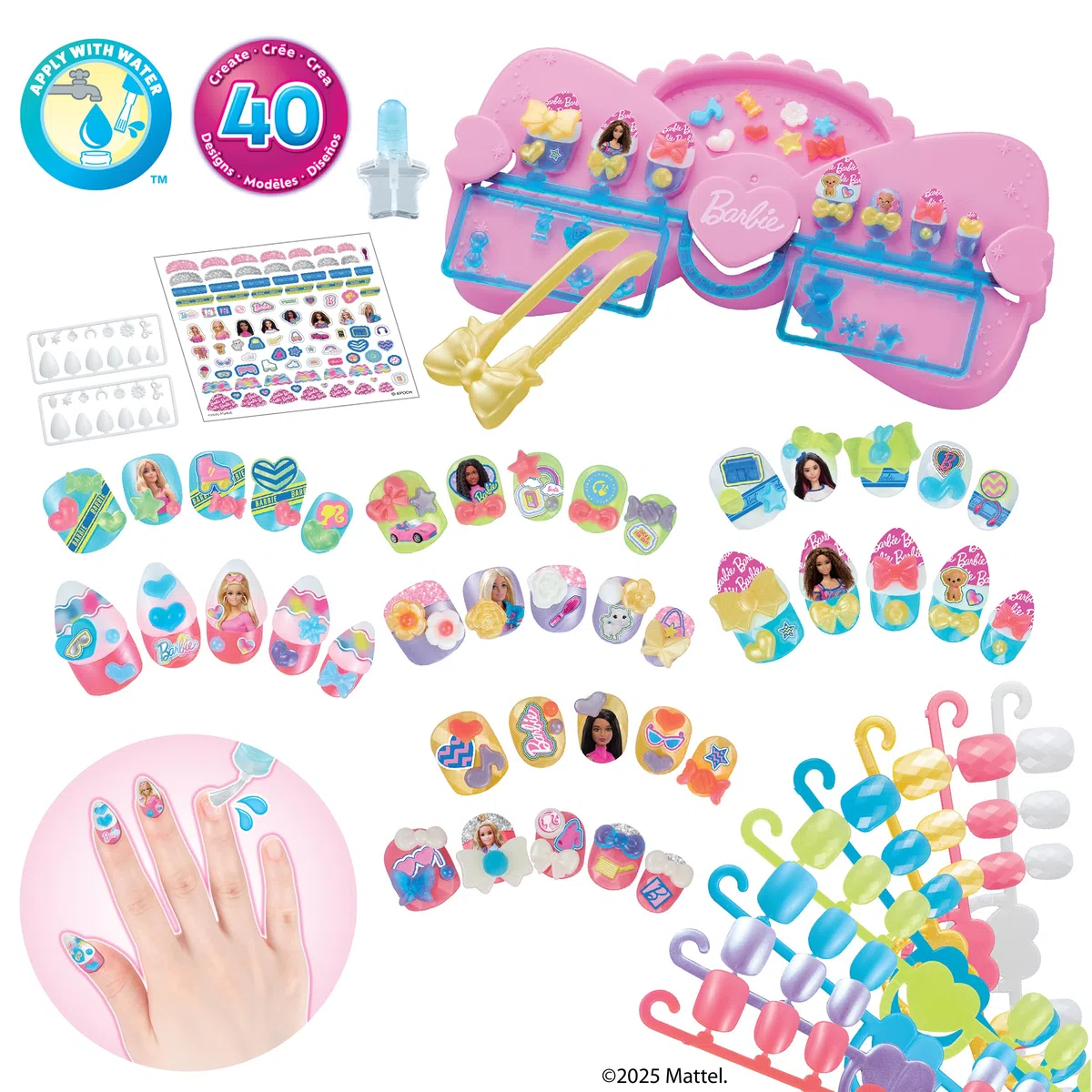 Aquabeads - 35137 Barbie Nagelstudio, Kreatives Nageldesign, Bastelset für Beautyfans, kindersicher, ohne Bügeln oder Kleben, für Kinder ab 4 Jahren