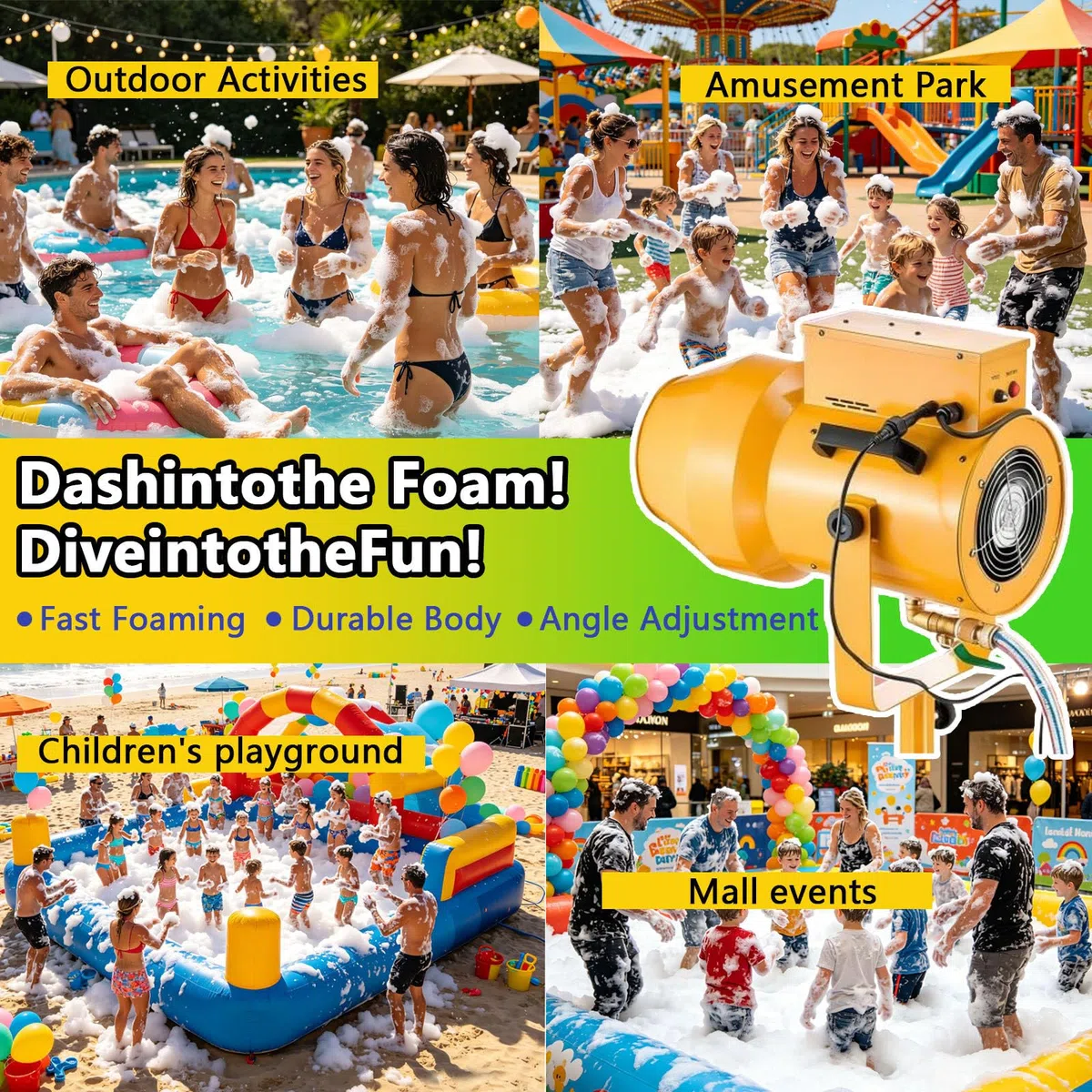 Schaumkanone, 60 Min dauerhafter dichter Schaum, ideal für Garten, Pool & Geburtstage, schafft unvergesslichen Familienspaß & Gelächter, Party Feeling zuhause!