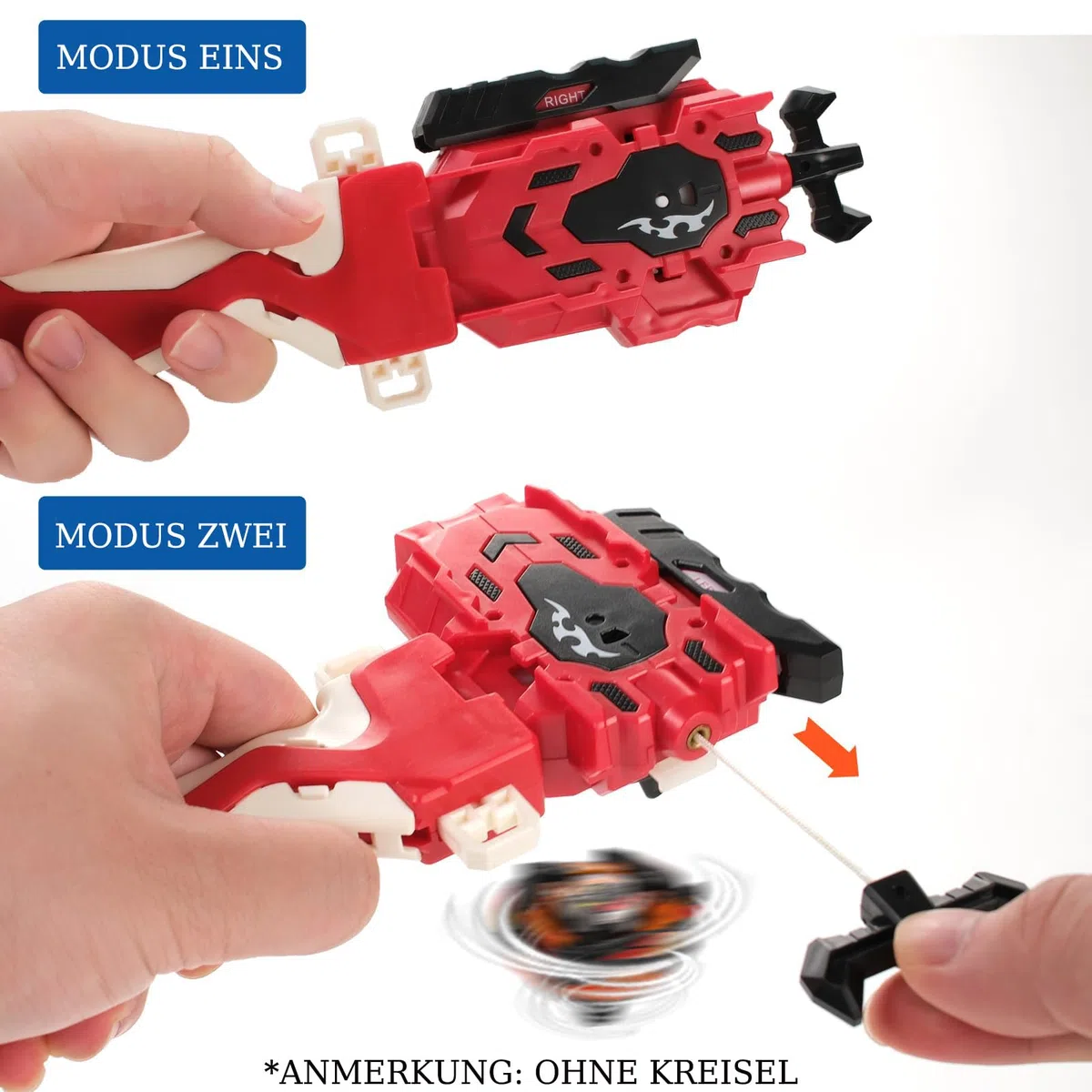 AIBREAY Burst Kampfkreisel Schnur Launchers mit Griff 2 Schwarz Rot Set (Schwarz Rot)