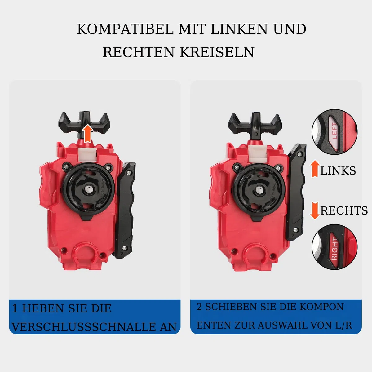 AIBREAY Burst Kampfkreisel Schnur Launchers mit Griff 2 Schwarz Rot Set (Schwarz Rot)