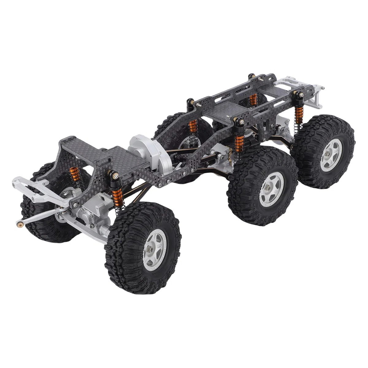 Leichter Carbonfaser-Chassisrahmen für Axial SCX24 RC Truck 6x6 |Upgrade mit Niedrigem Schwerpunkt, Schwarz-silbernes RC-Autoteil (schwarzes Silber)