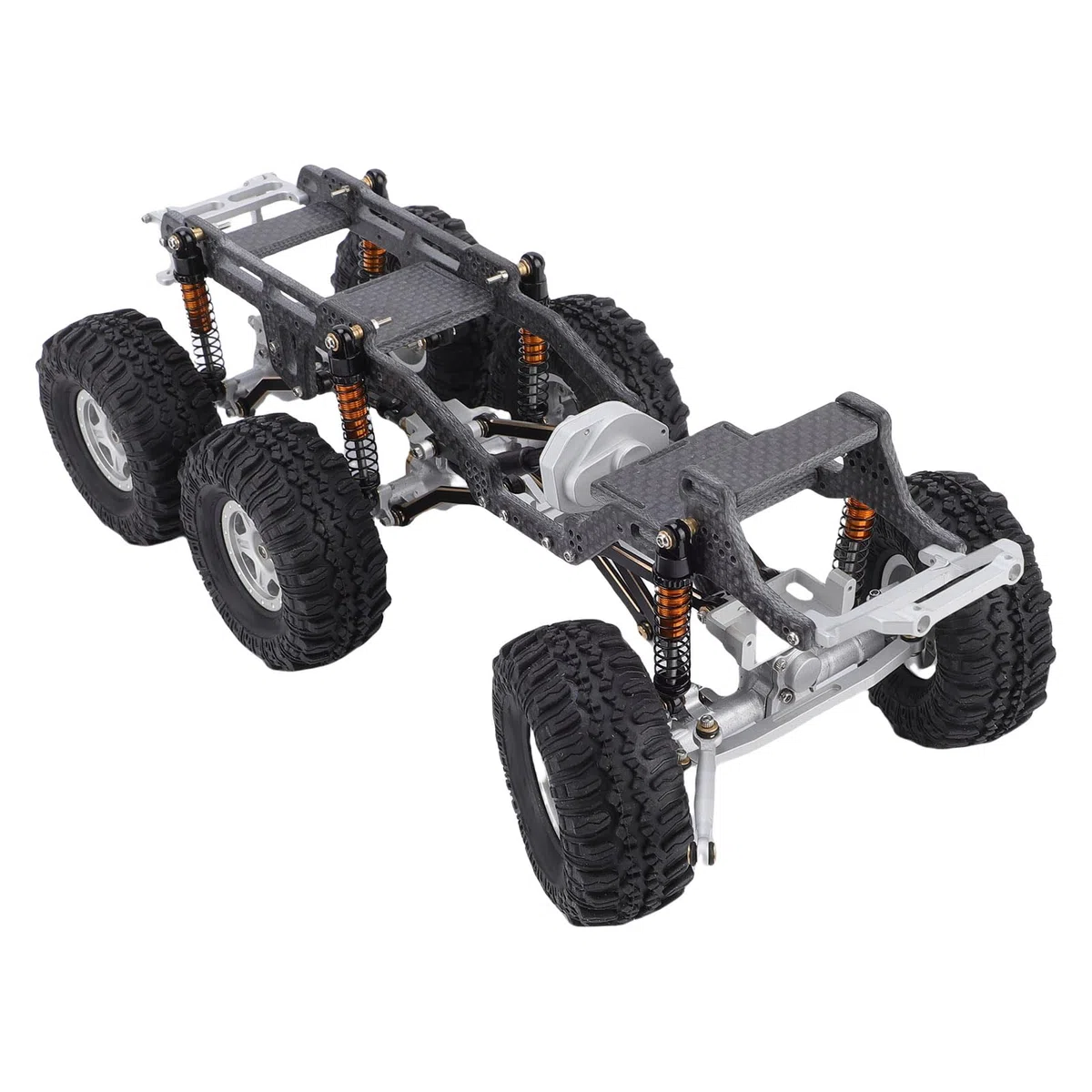 Leichter Carbonfaser-Chassisrahmen für Axial SCX24 RC Truck 6x6 |Upgrade mit Niedrigem Schwerpunkt, Schwarz-silbernes RC-Autoteil (schwarzes Silber)