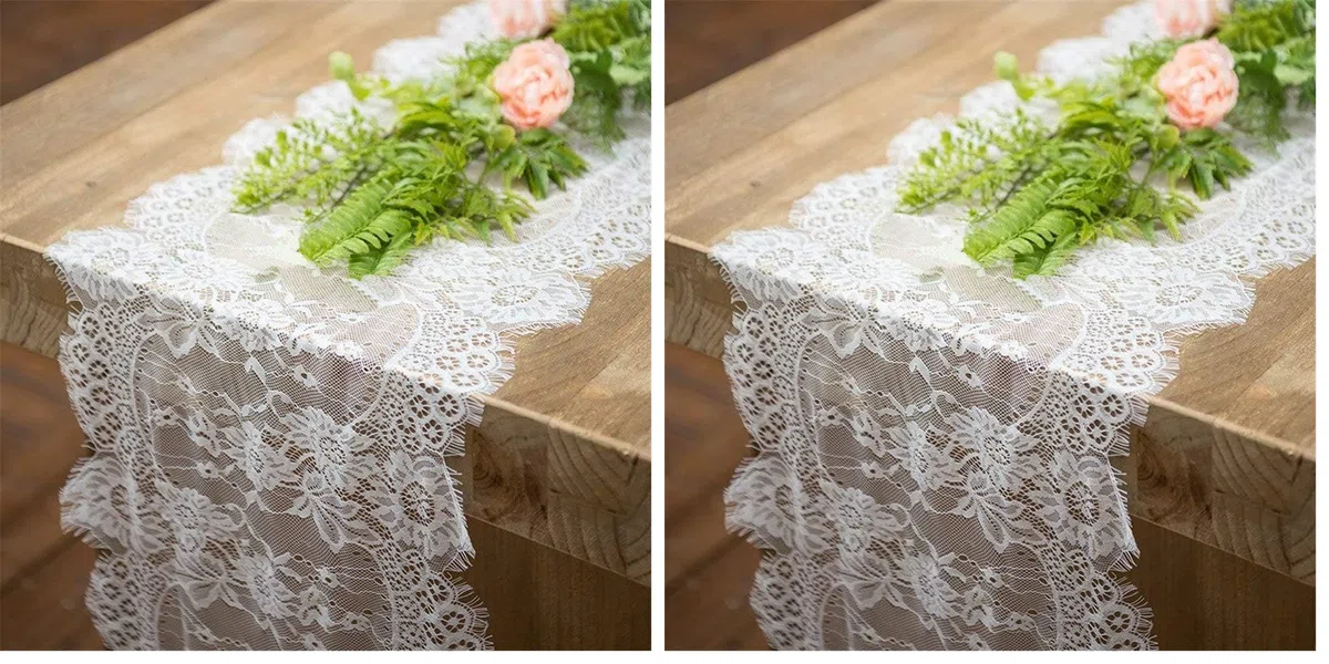 Fowecelt Tischläufer Spitze Weiß 35 × 300 cm: Vintage Tischband für Hochzeit, Tischdekoration mit Makramee Stickerei Blumen (Packung mit 2)