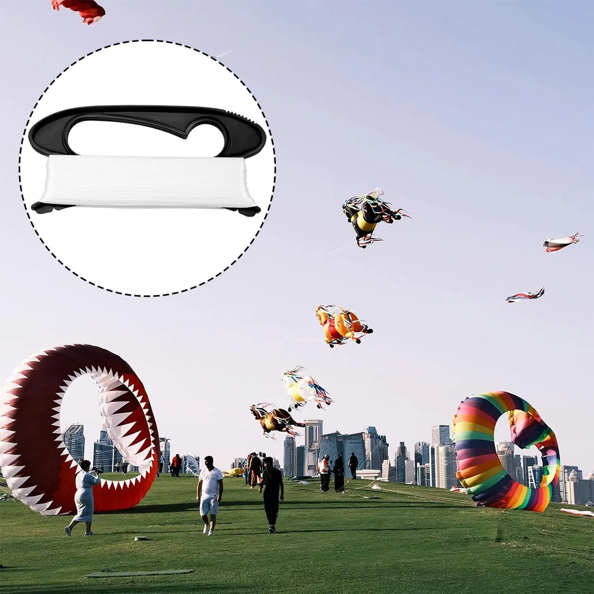 Siliget 100m Fliegende Drachenschnur Drachenschnur mit schwarzem Wickler String Griff DIY Flying Kite Ersatzteile Flying Kite Zubehör für Outdoor