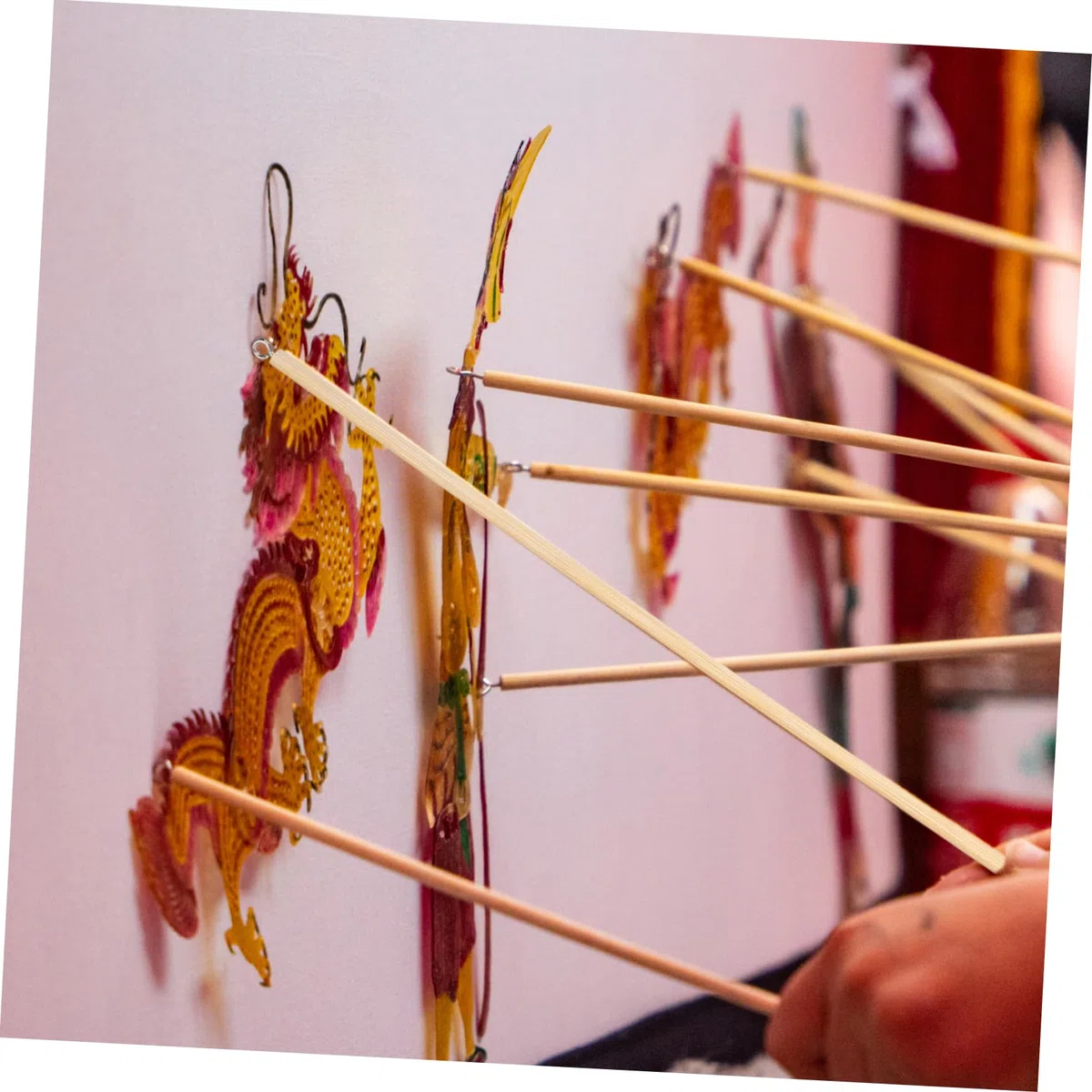 ULTECHNOVO 10 Stück Holzpuppenstäbe und Metall mit Ergonomischem Design und Strapazierfähigem Material für Traditionelle Chinesische Schatten Marionettenshows