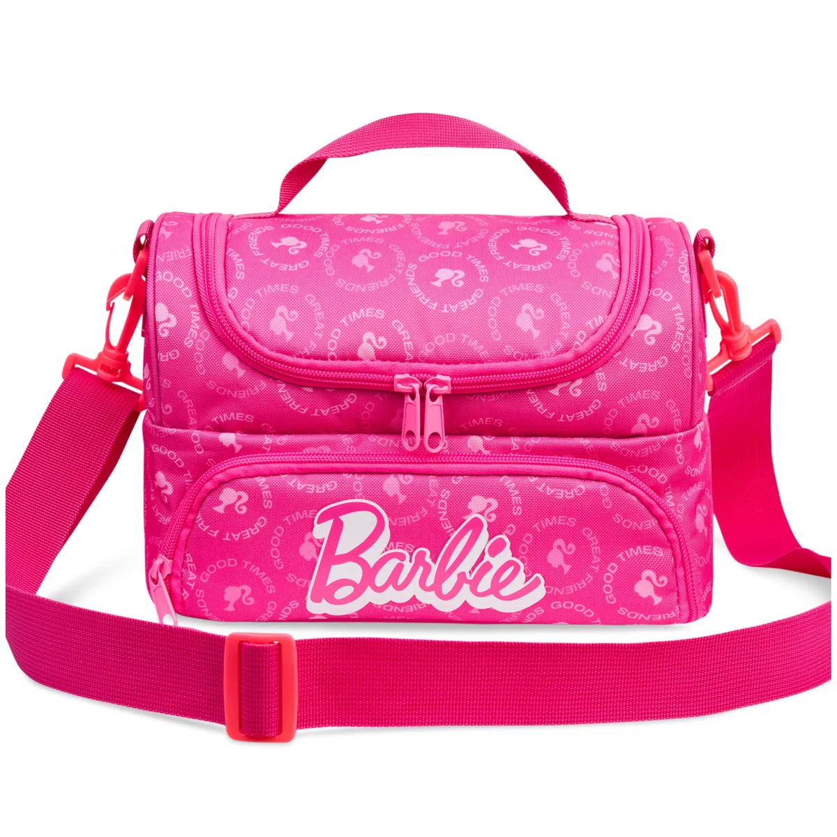 Get Trend Barbie Isolierte Lunchtasche Kinder, Lunch Bag für Brotdose, 2 Fächer & Abnehmbarer Schultergurt, Thermo Kühltasche für Schule Picknick Kita, Geschenk für Mädchen & Teenager
