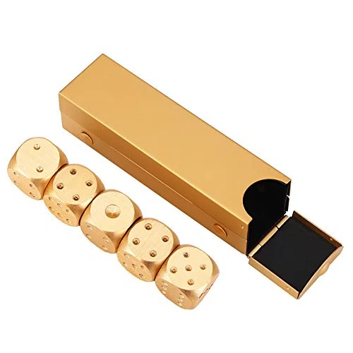 Würfel Set, 5 Stücke Aluminiumlegierung für Tischspiel, Poker Accessoires, Männer Geschenk, für Party, Familienabend und Feiern