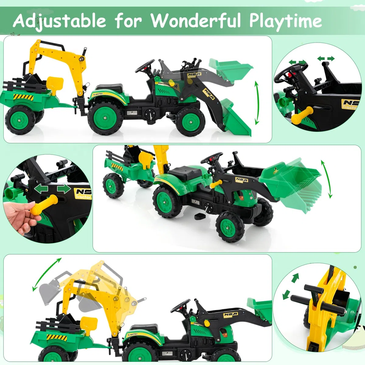 FANTASK Trettraktor ab 3 J., Anhänger & Grabschaufel, bis 35 kg