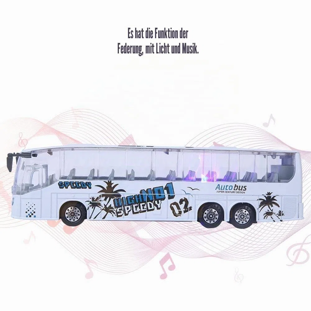 Zerodis 1:50 Simulation Transit Bus Modell,Bus Modell Spielzeug Alloy Pull-Back Busspielzeug mit Licht und Musik für Kinder(Weiß)
