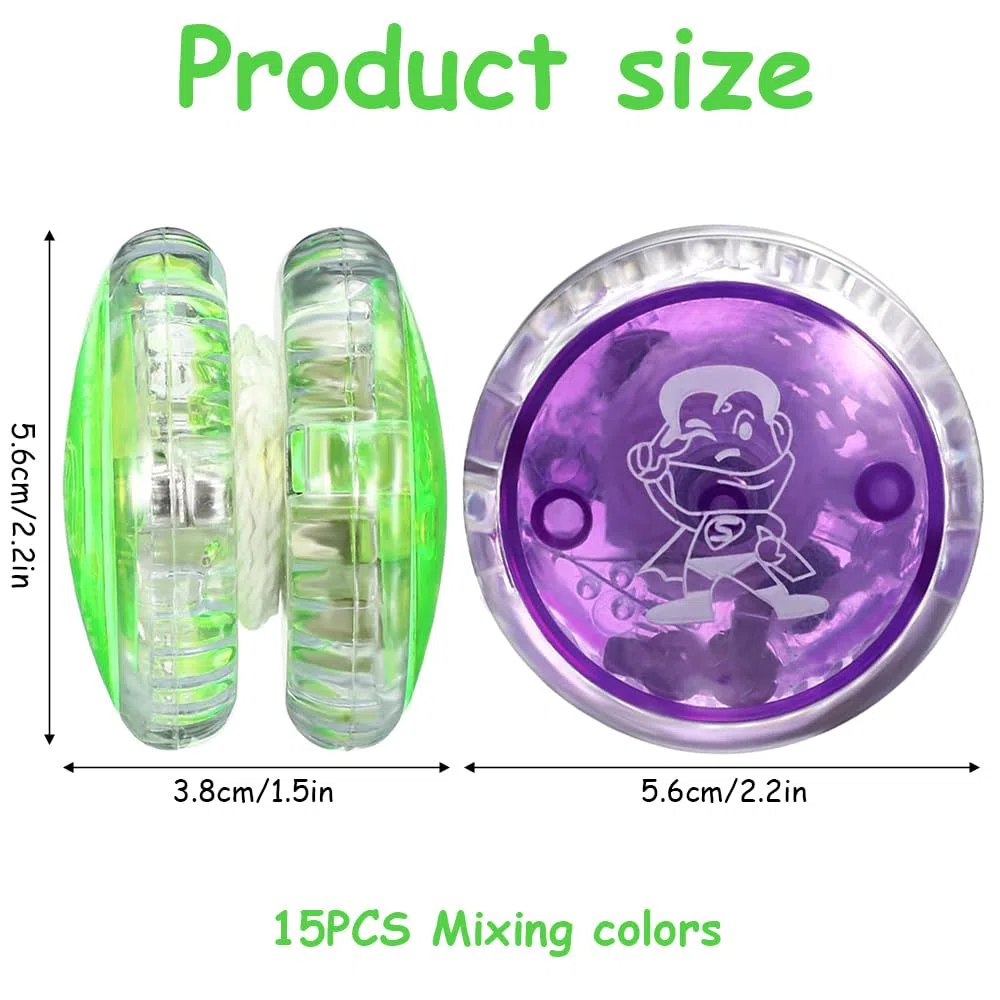 LED Licht YoYo, Responsive yoyo für Kinder, 15 Stück JoJo Kinder, Leuchten Yoyos für Kind, Professionelles Yoyos, für Kind und Anfänger, Yo-yo für Geburtstagsgeschenke, Partys und Feiern