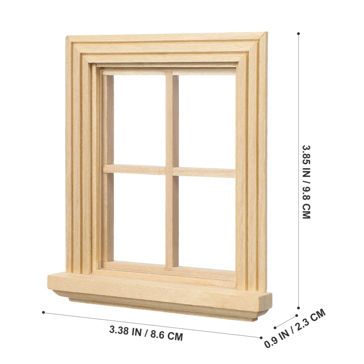 SHINEOFI 2Er Set Miniaturfensterrahmen Aus Birkenholz 1:12 Maßstab Puppenhausfenster Für DIY Puppenhausmöbel Dekoration Und Spielzeugzubehör Mit 4 Fächern