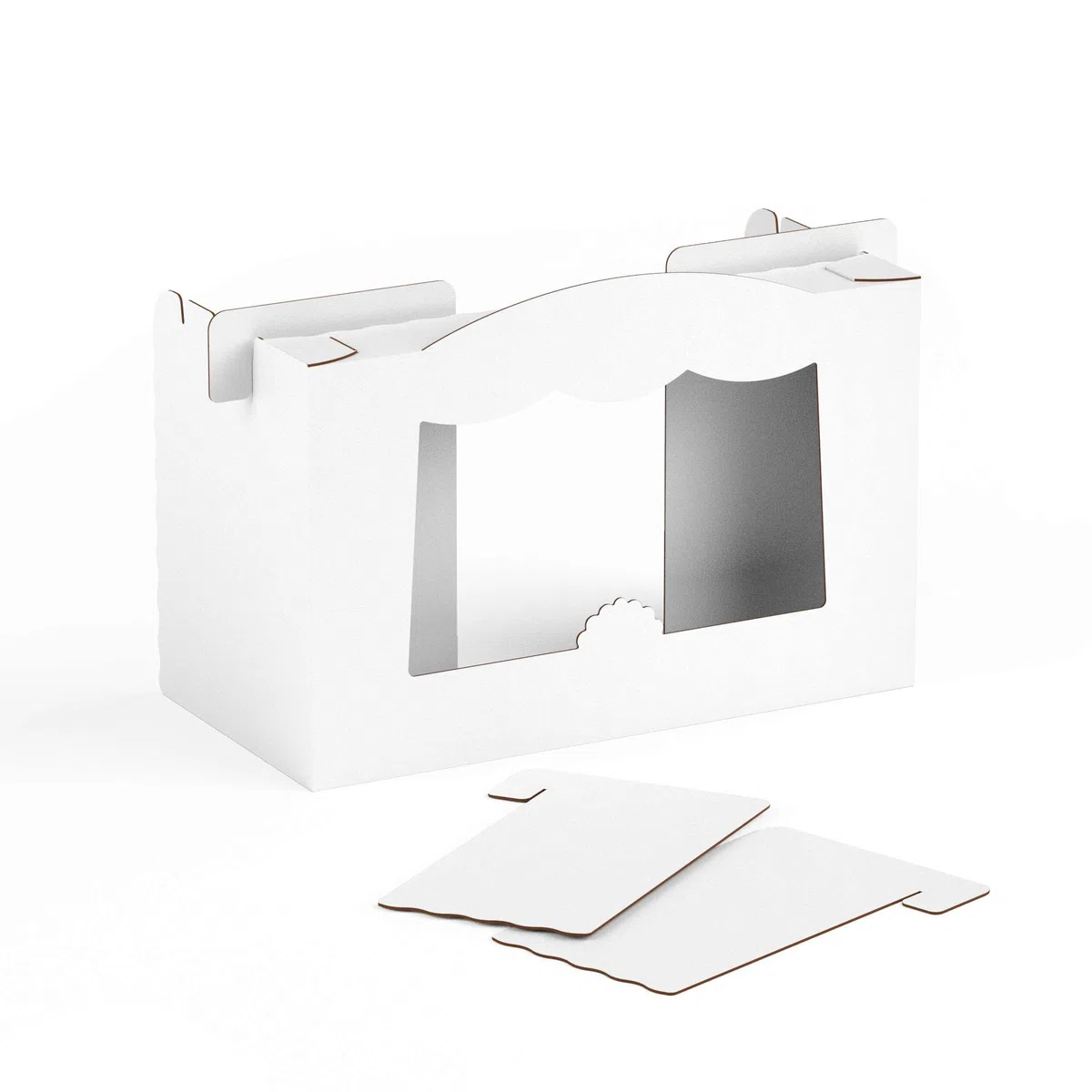 Tisch Puppentheater 47,3 x 75 x 38 cm aus Pappe Theater Karton - Kasperletheater inkl. Kulissen weiß zum Bemalen und Bekleben