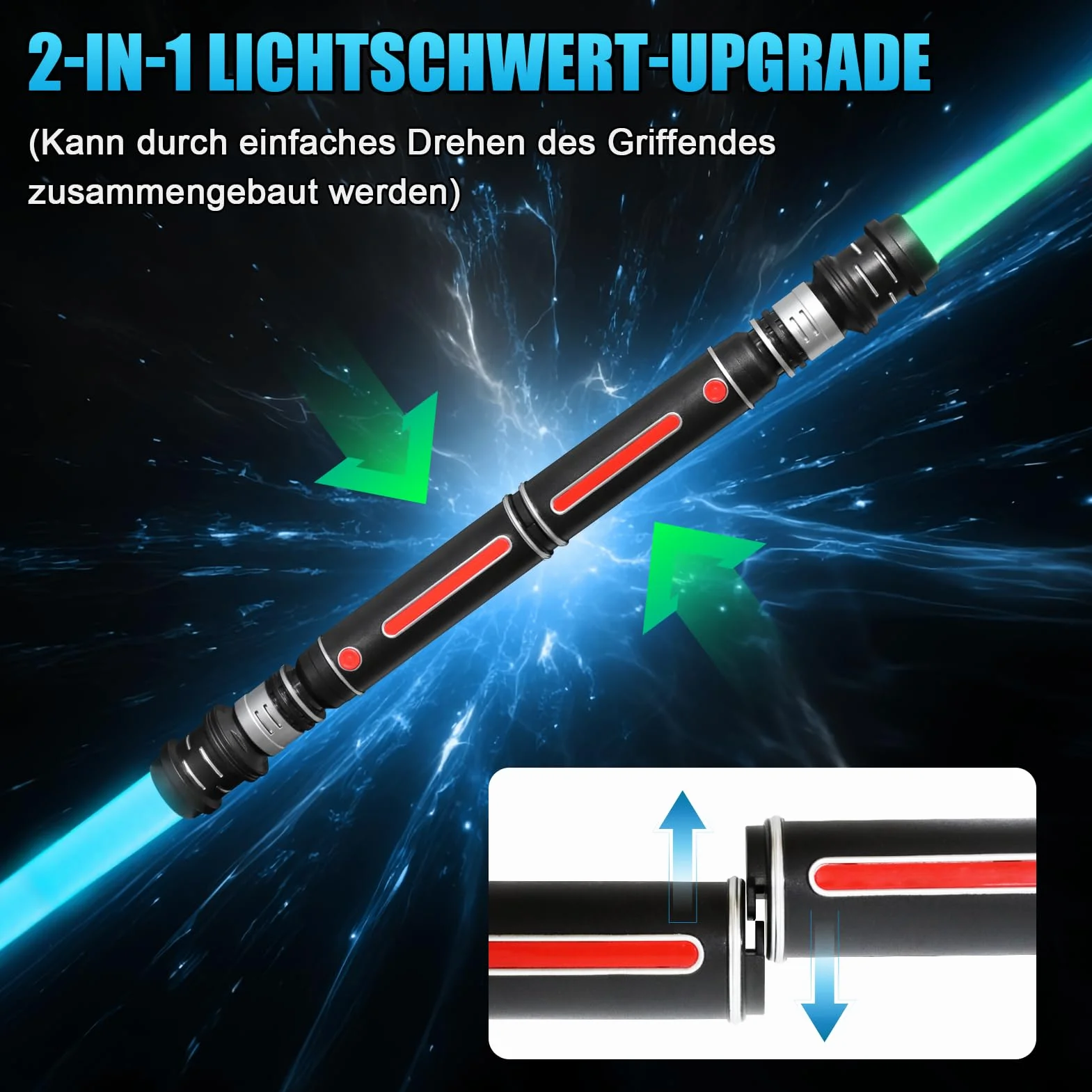 SOARFLY Lichtschwert 12 Farben, 2 Stück Laserschwert für Kinder Erwachsene, FX Lichtschwert Simulierter Filmkampf-Soundfonts für Party, Geschenk, Cosplay