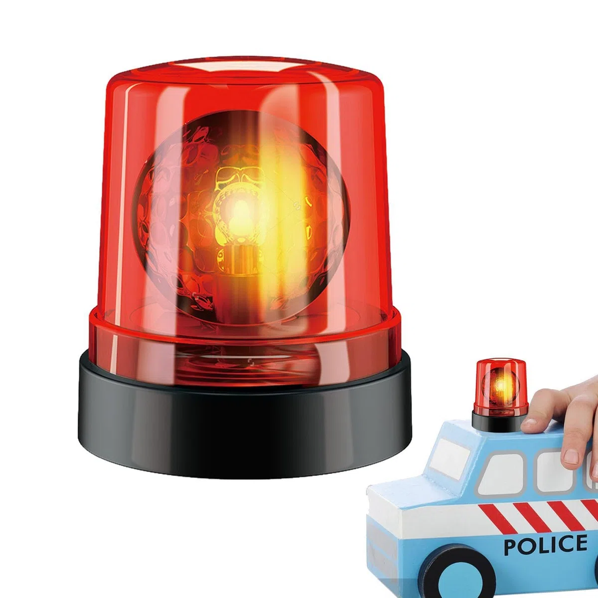 KINDERLICHT - Elektronische Warnleuchte blinkend mit Horn und Magnetfuß | Zubehör für Feuerwehrsimulationsspiele, ideal für Rollenspiele und Rollenspiele