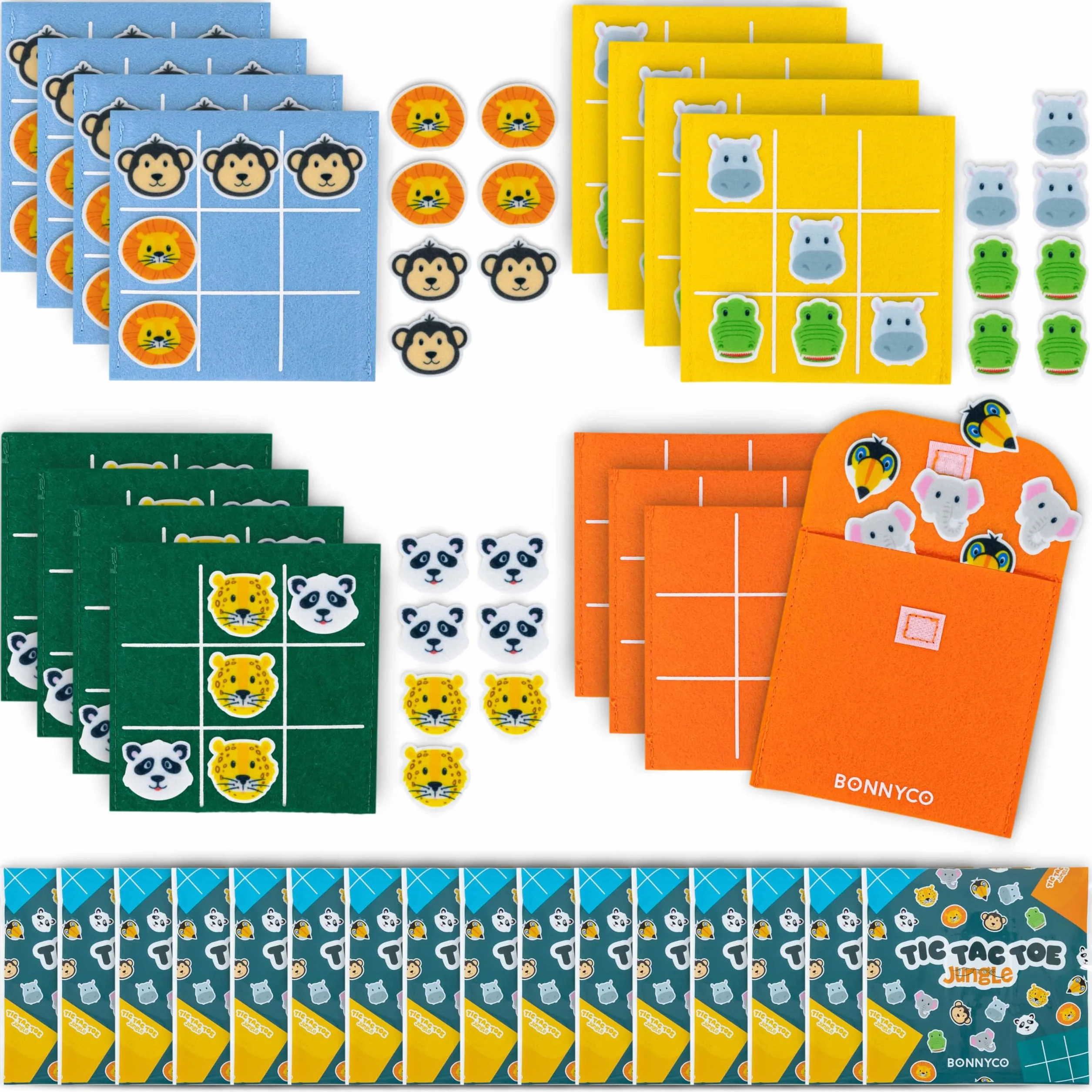 BONNYCO Tic Tac Toe Tiere Mitgebsel Kindergeburtstag Gastgeschenke 16 Stück. Tik Tak Toe Kleine Geschenke für Kinder, Give Aways Kindergeburtstag. Mitgebsel Set, Pinata Füllung, Mini Spielzeug Schüler