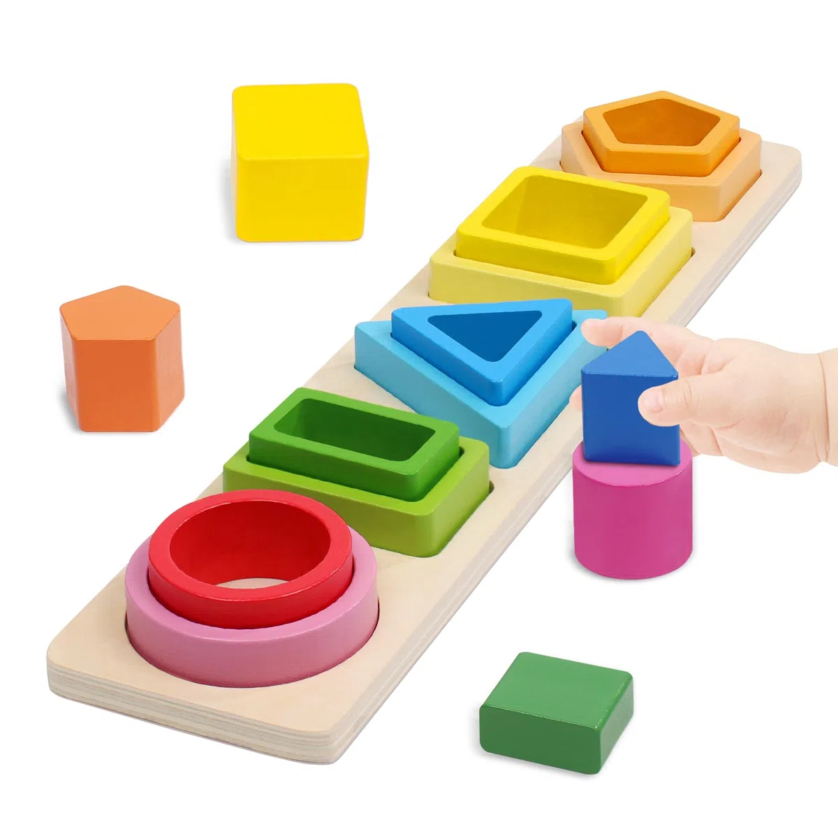 Montessori Spielzeug ab 1 Jahr, Holz Motorikspielzeug Lernspielzeug mit Formen und Farben, Stapelspielzeug und Sortierspielzeug, Geschenk für Jungen Mädchen ab 1 2 3 Jahre