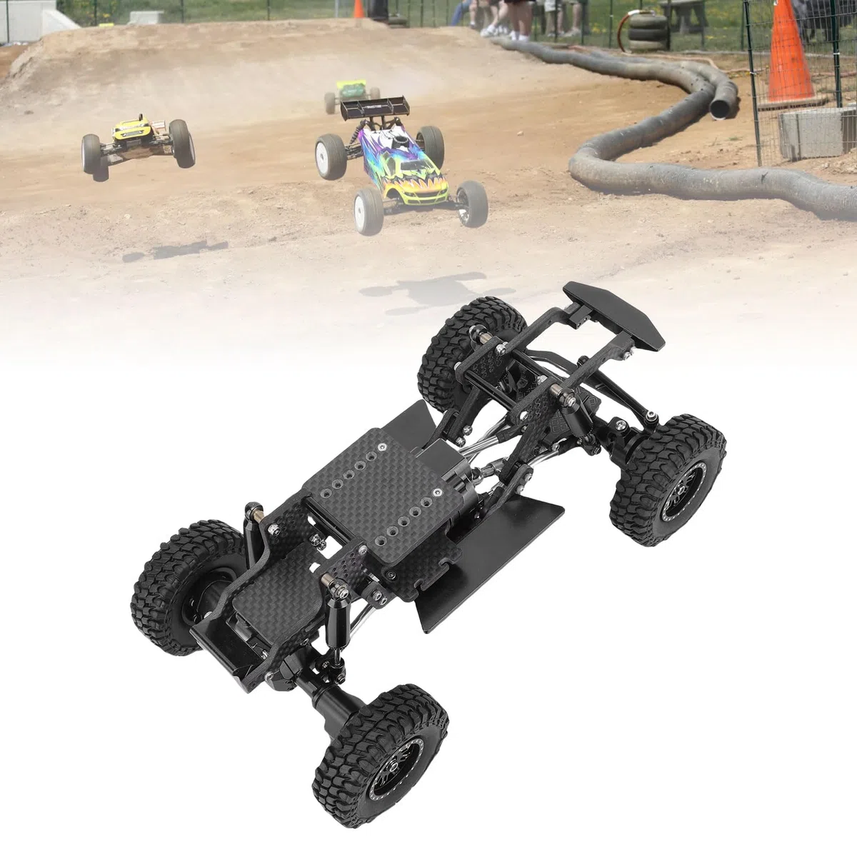 Hochleistungs-Carbonfaser-RC-Chassis-Rahmen-Kit, Upgrade-Teile passend, für Ascent 18 1/18 Scale RC Crawler, leichte, robuste Ersatzteile mit modularem Design (Black)