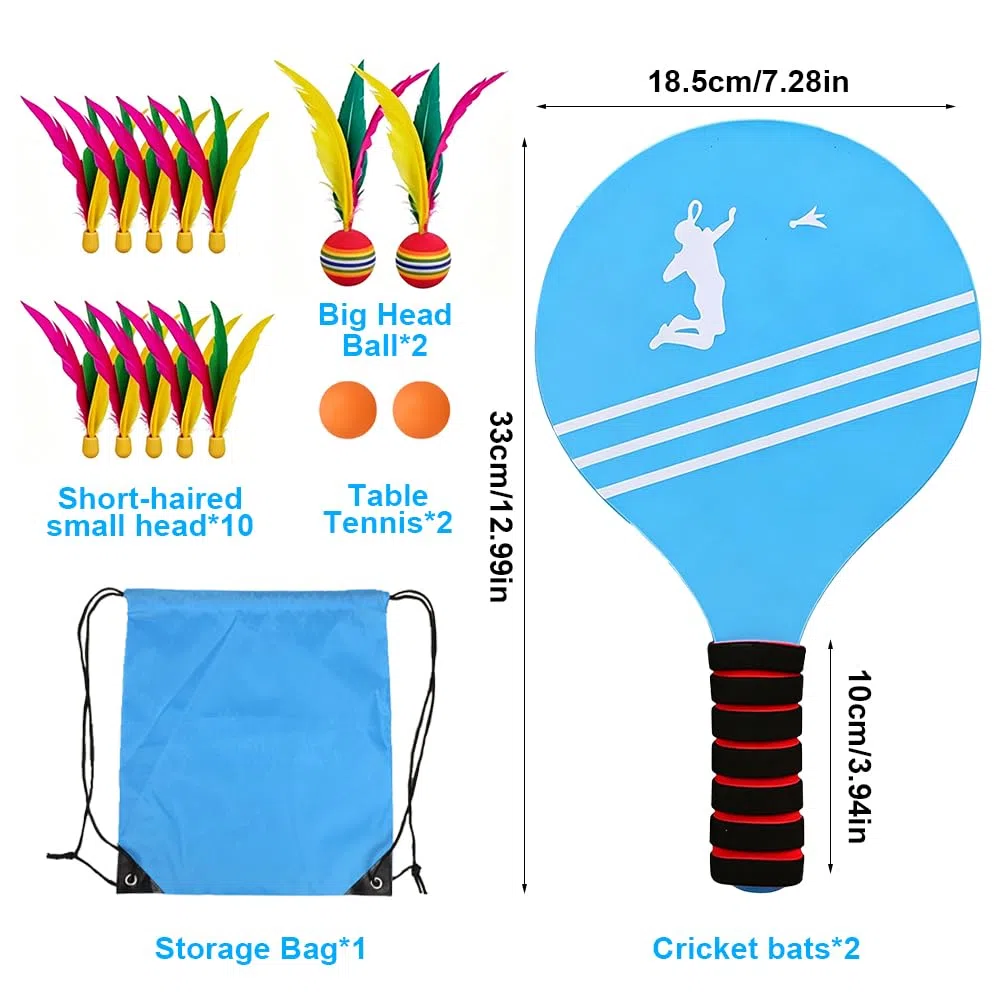 Beach Ball Spiel Set,Beachball Set mit 2 Schläger,12 Feder Bälle,2 Tischtennis,1 Aufbewahrungsbeutel,Paddleball Spielset,Strandtennis,Sommer Strand Pool Garten Spiel für Familie und Party