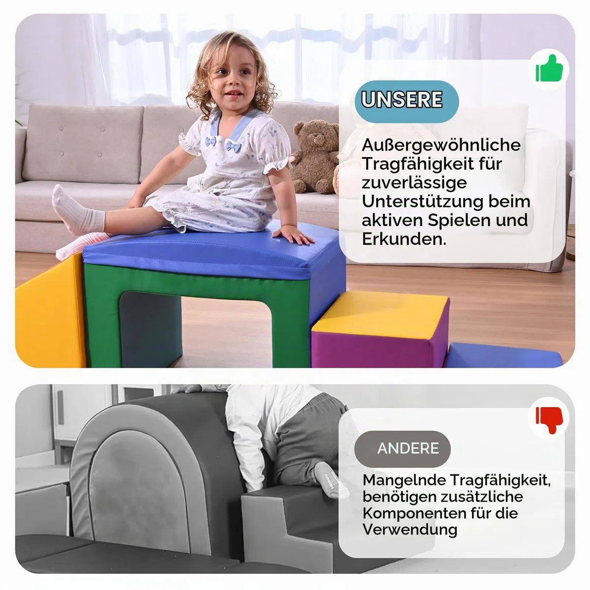 Kinder Schaumstoffbausteine, große Schaumstoffbausteine, Indoor-Kletterblöcke, Kinderklettergerüste (bunt-6)
