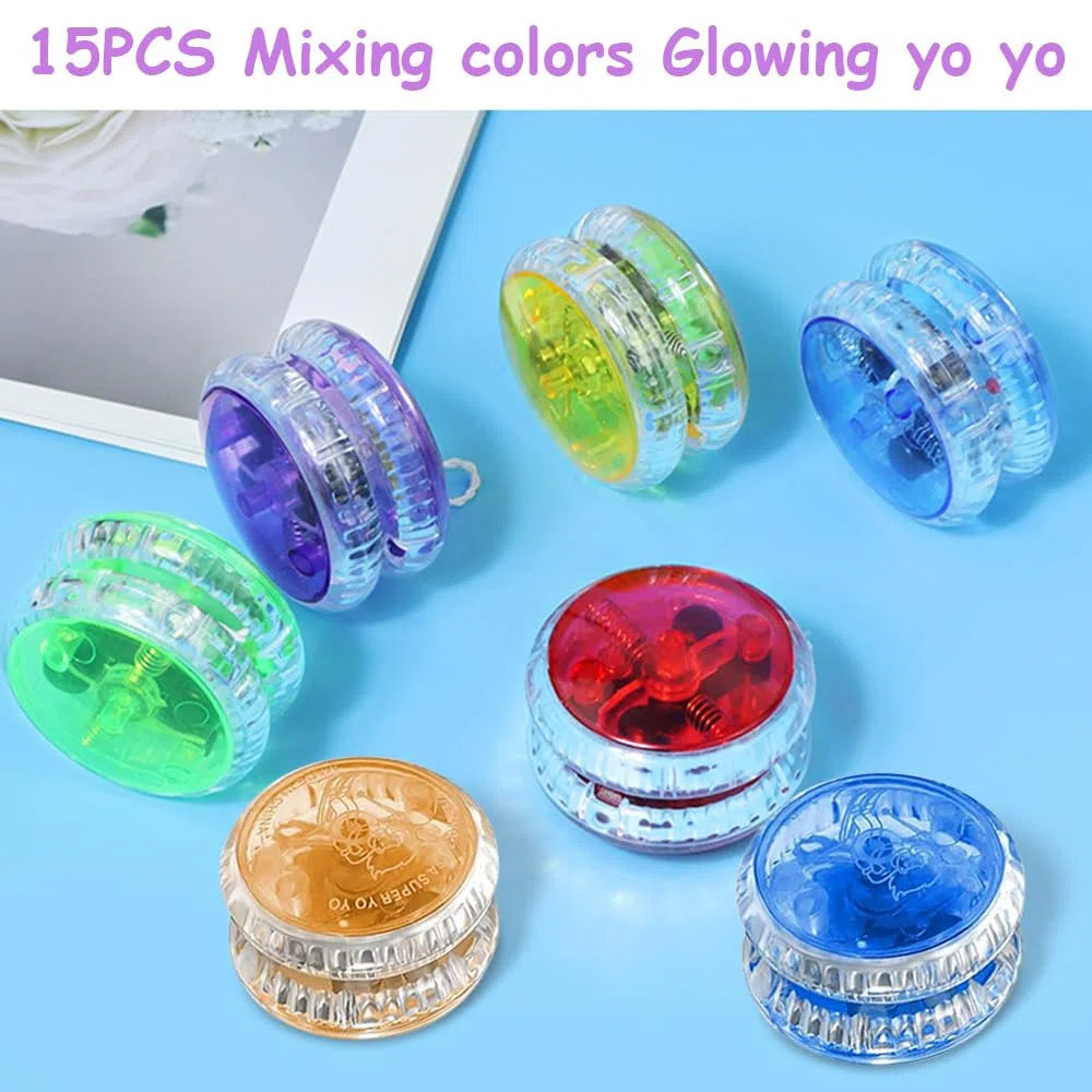 15 Stück LED Licht YoYo, Kunststoff Responsive Yoyo, Reaktives Kugellager JoJo, JoJo Spielzeug, für Anfänger und Kinder, für Geburtstag Party Gastgeschenk, Preise, Zufällige Farben